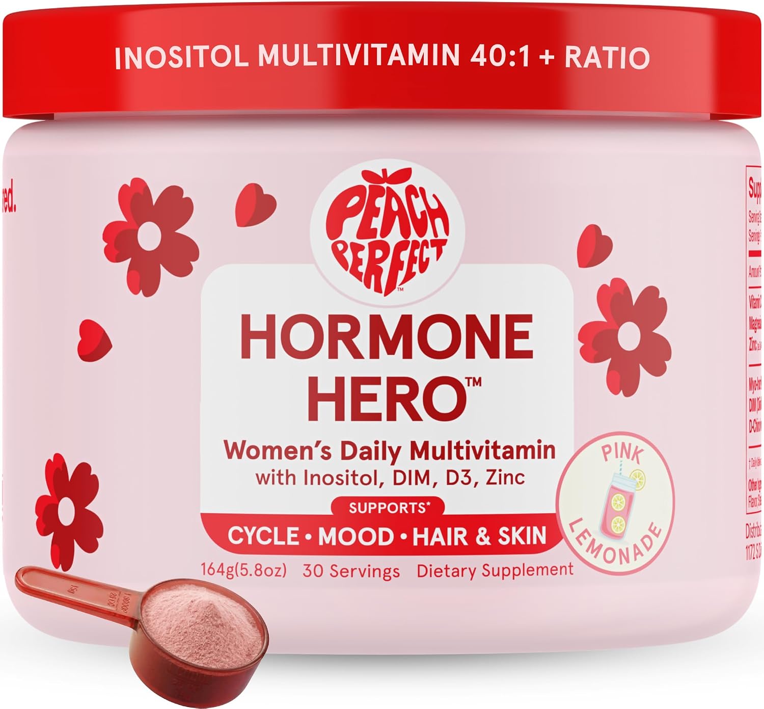 Peach Perfect Myo-Inositol & D-Chiro Inositol Powder Mix for Women, 40:1