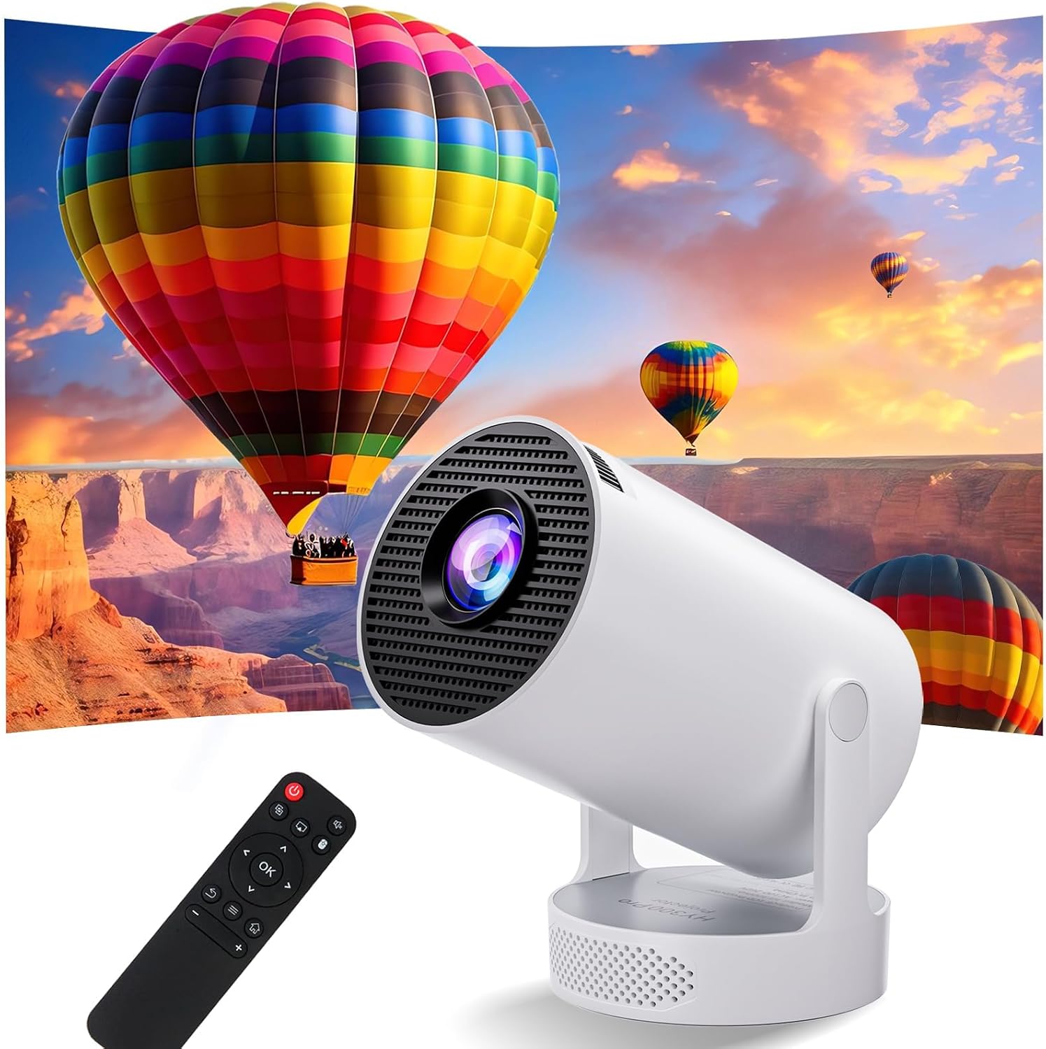 Projector, Portable Mini Projector with WiFi 6 and Bluetooth 5.0, Smart Projector 4K 1080P Support, 280 ANSI Lumens, Auto Keystone Video Projector for Bedroom Home Outdoors (White)