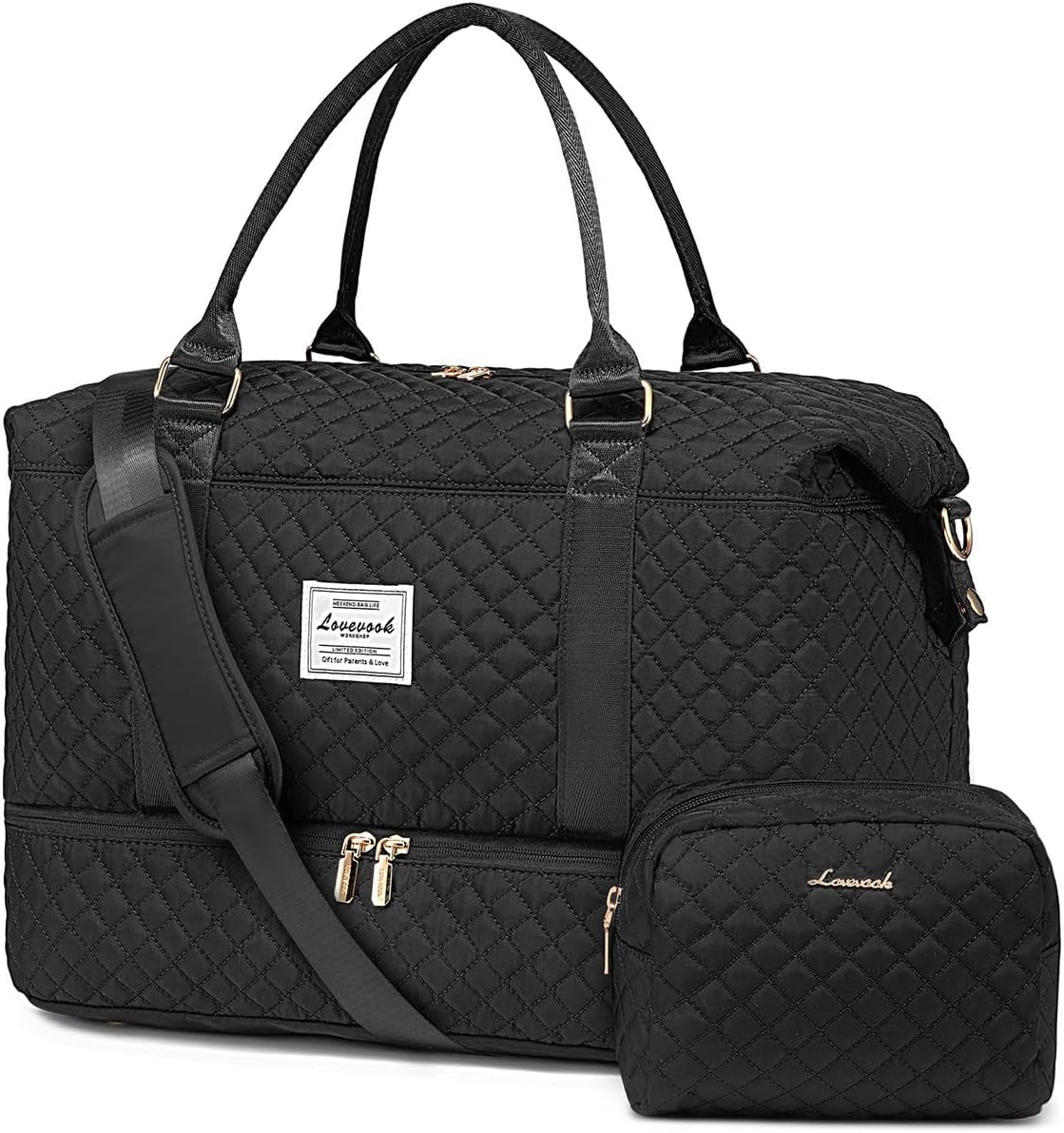 LOVEVOOK Travel Gym Bag Womens Weekend Overnight Holdall Duffel Bag with Wash Bag Large Cabin Hand Luggage with Shoe Compartment Waterproof Hospital Bag Maternity Essentials Carry-ons for Easyjet