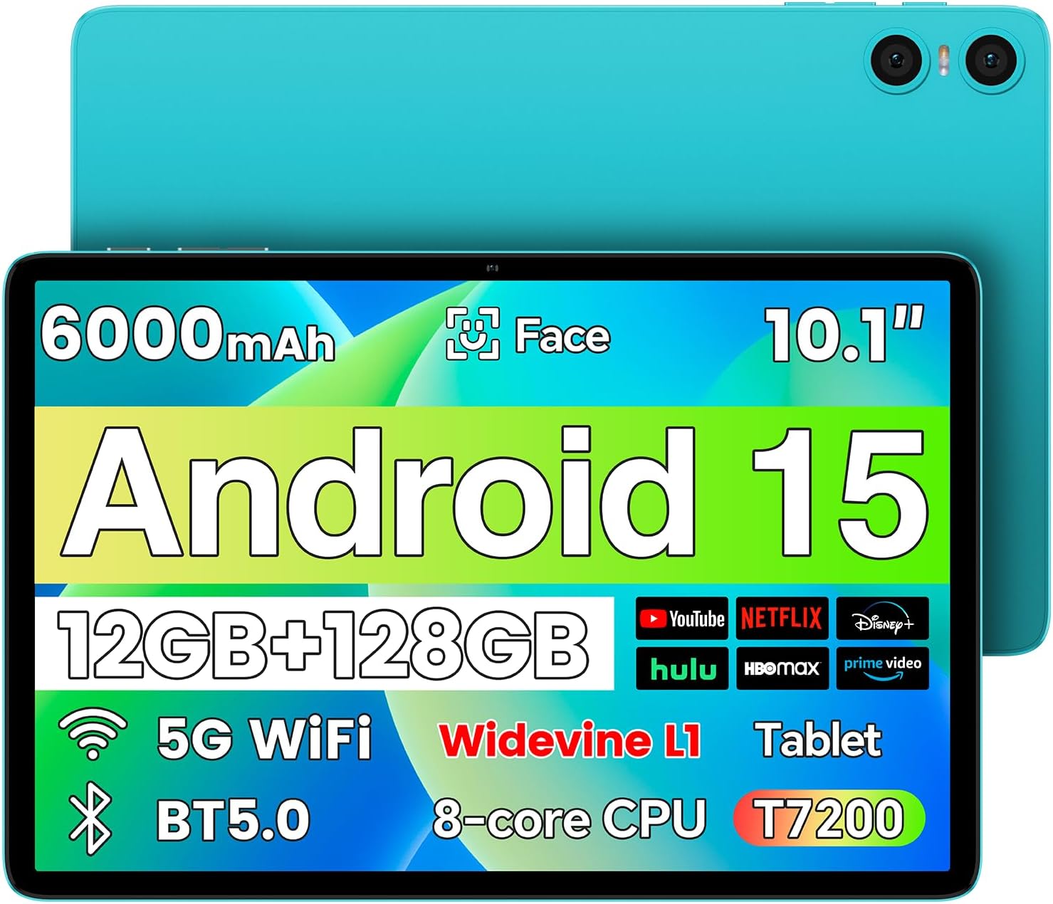 TECLAST 2025 Newest Tablets Android 15, P30 10.1 Inch Tablet, 12GB RAM 128GB ROM(TF 1TB), 6000mAh, WiFi6 Android Tablets, 1280x800 IPS, Quad-Core, 2 Speaker|Netflix|Type-C|BT5.0|Camera|3.5mm Jack|GMS