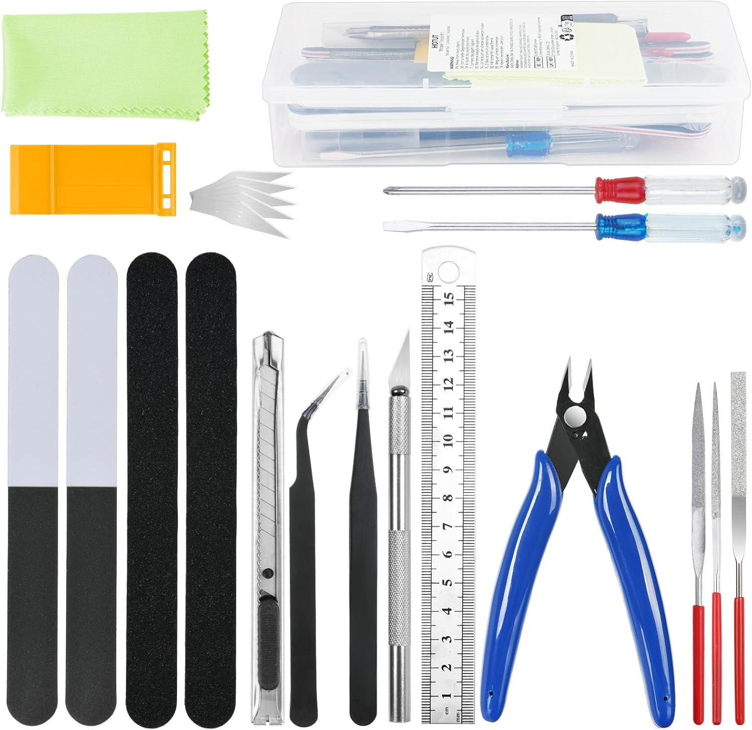 HOTUT 23 Pcs Modeler Basic Tools Craft Set, Hobby Building Tools Kit, Gundam Model Tools Kit, Modeler Basic Miniature Handmade Craft Tools Set for Professional Model Assemble Building and Fixing