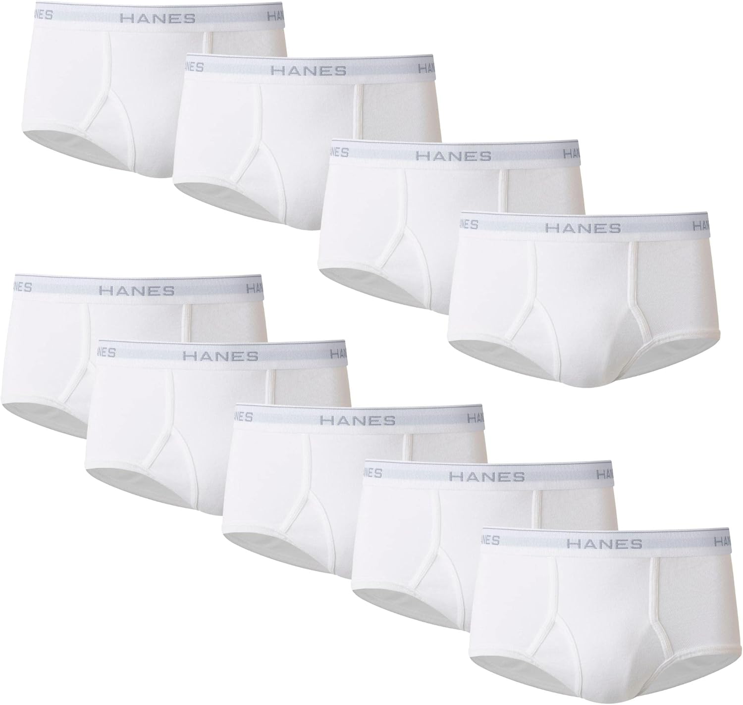 Hanes Men's Pack, Full-Rise White Cotton Underwear, Moisture-Wicking Briefs (Pack of 6)