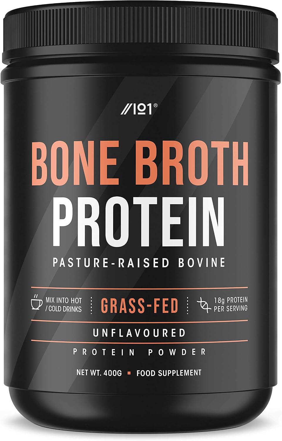 Bone Broth Beef Protein Powder - 400g - Unflavoured - 100% Grass-Fed & Pasture Raised Beef (20 Day Supply) by Alpha01