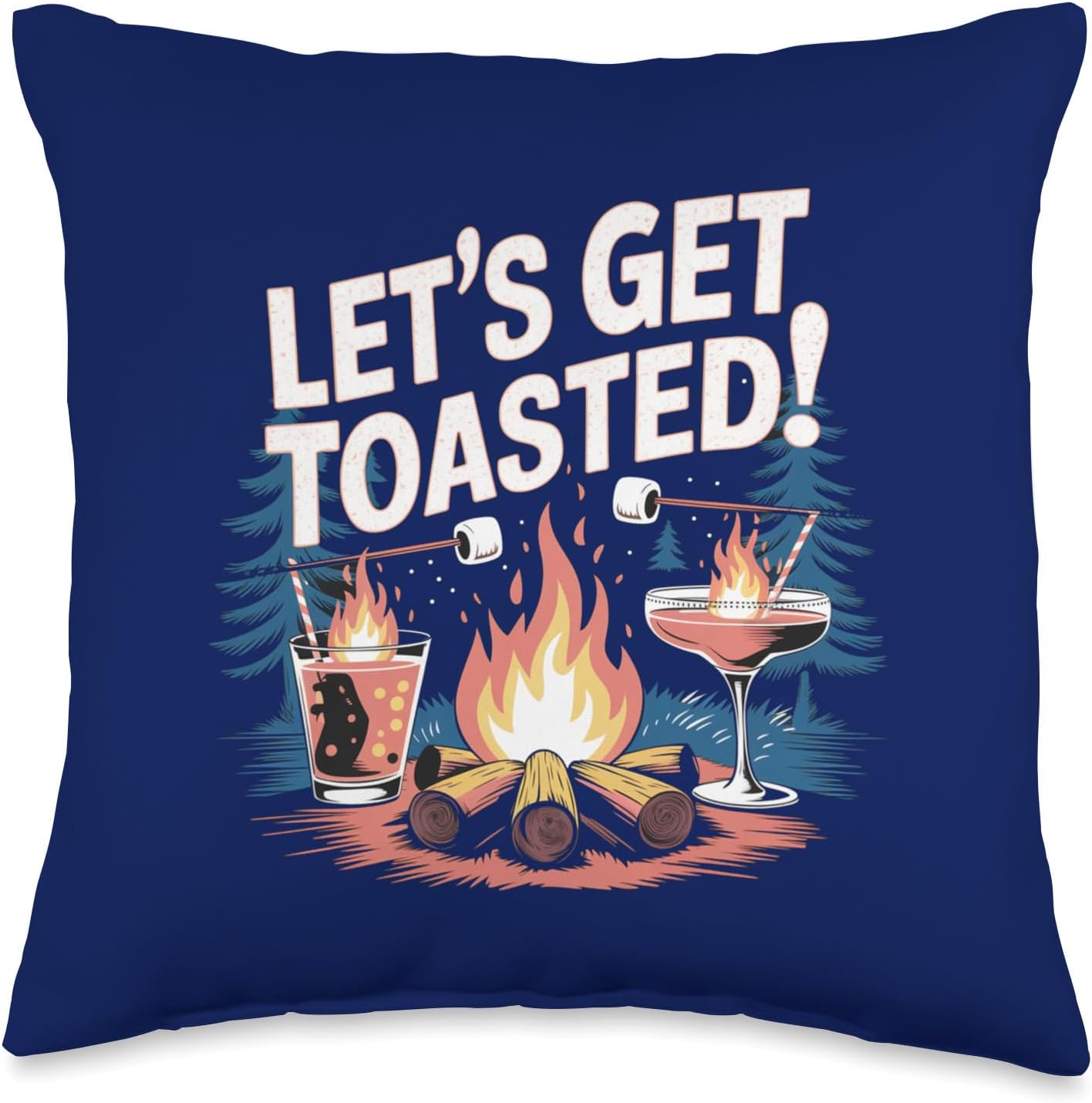Adult Camp Toasted Marshmallows Throw Pillow