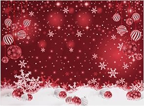Allenjoy 8 x 6 FT Red Christmas Sparkle Bokeh Snowflakes Photography Background Xmas Party Decor Backdrop for Photo Studio Prop Supplies
