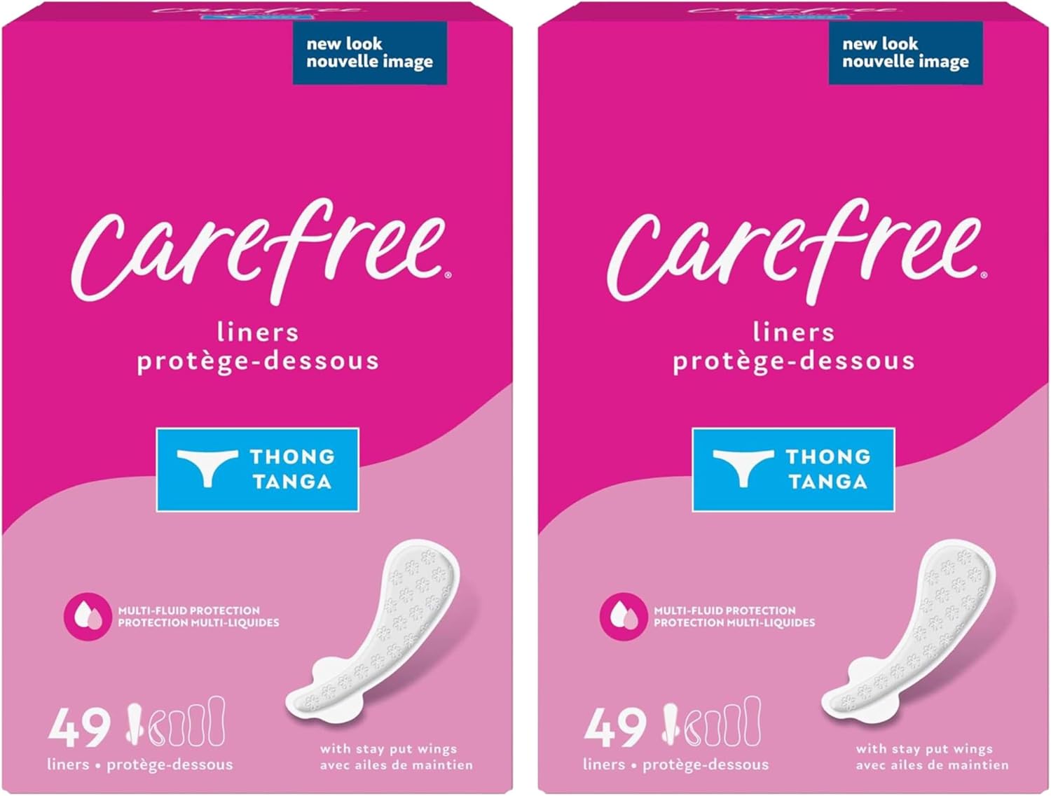 Carefree Thong Pantiliners, Unscented, 49 Count (Pack of 2)