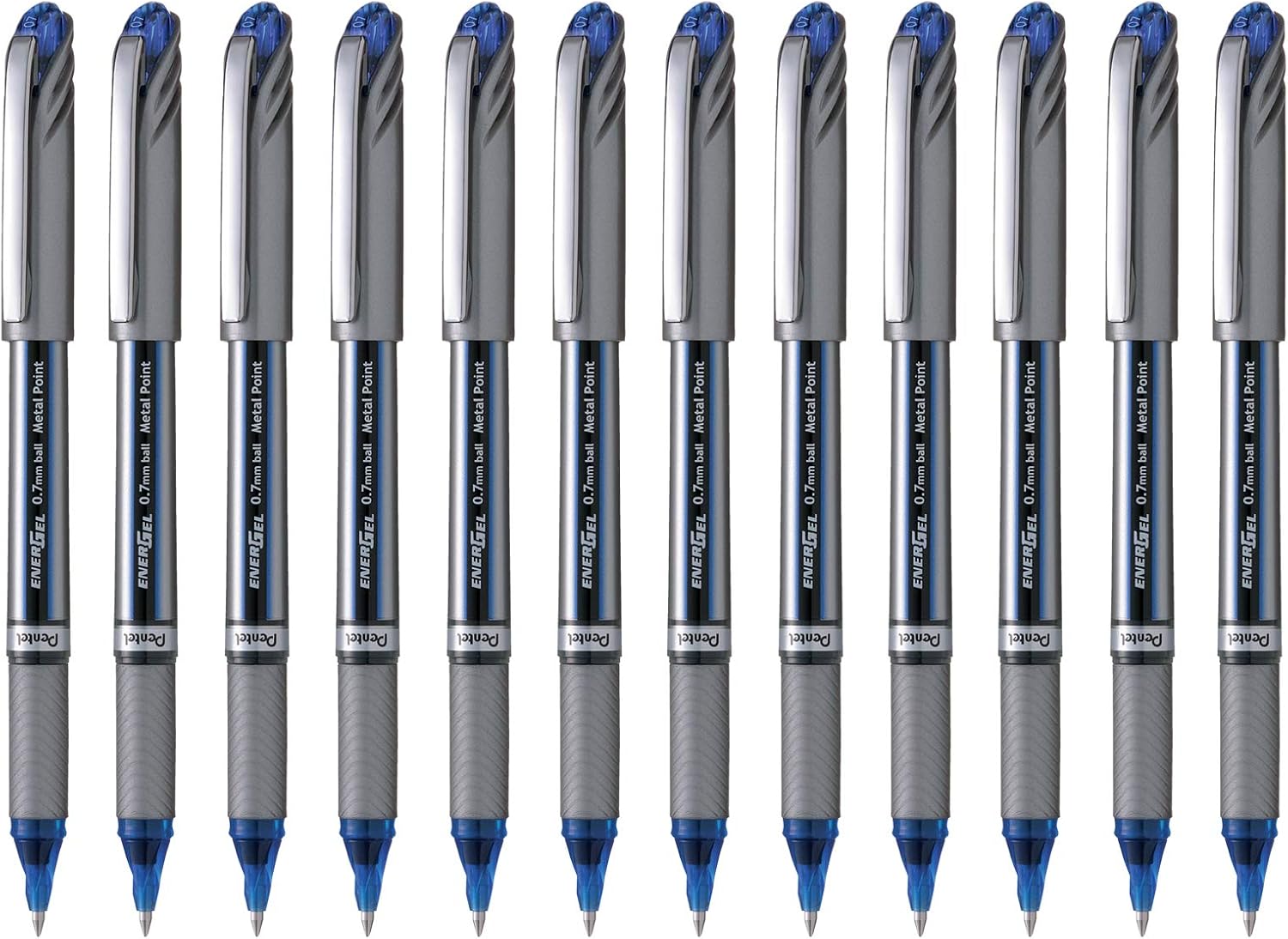 Pentel Energel Plus Roller Ball Pen (Medium) - Blue (Pack of 12)