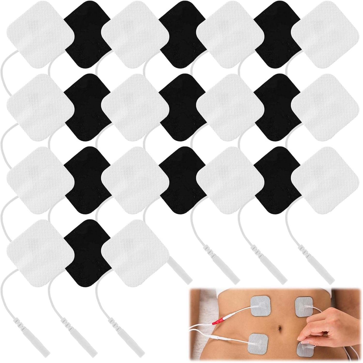 TENS Machine Pads Replacement 24 PCS Reusable TENS Pads Replacement TENS Unit Replacement Pads TENS Unit Electrode Pads TENS Machine Pads for Kinetik/for Auvon for Most TENS Machine (40X40mm)