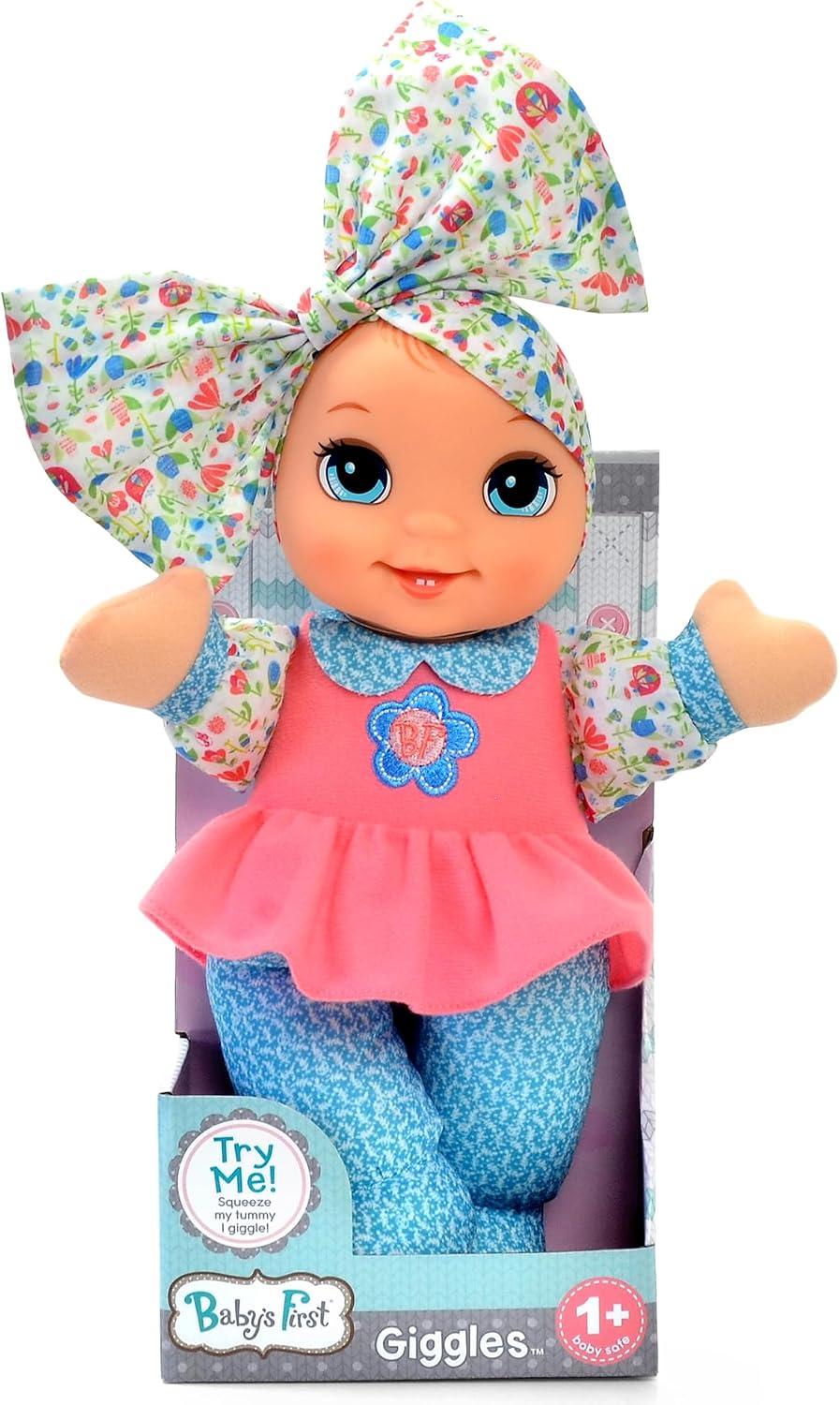 Baby's First Giggles Doll with Print Top & Infectious Giggle Sound Module - Child Safe 1 Year & Up
