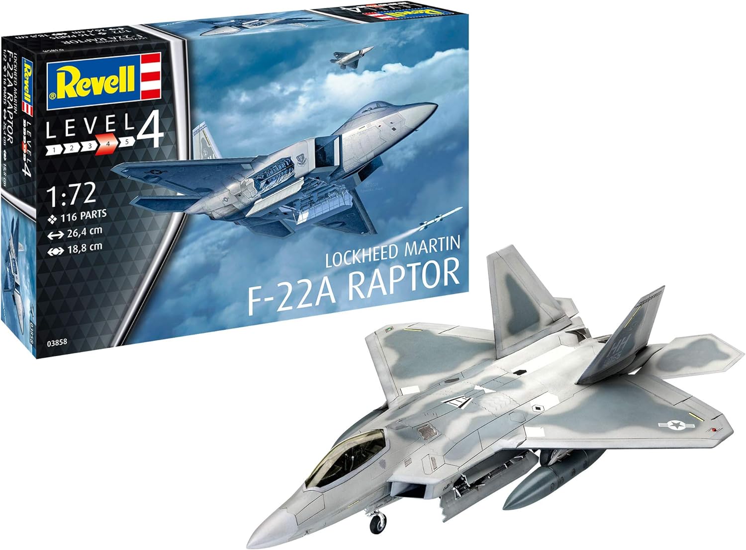 Revell 03858 Lockheed Martin F-22A Raptor Model Kit 1:72 Scale