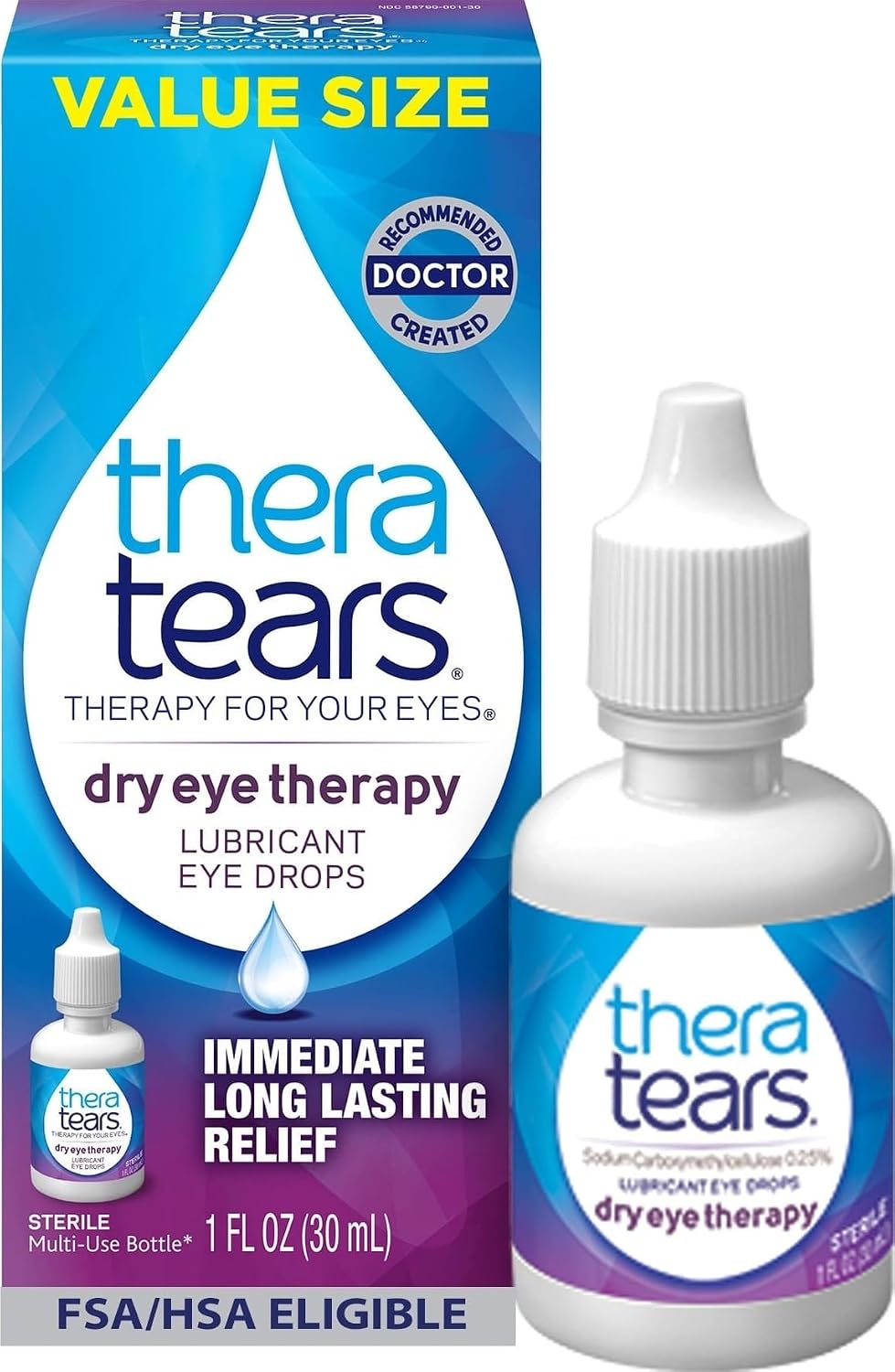 TheraTears Dry Eye Drops, Lubricating, 1 Fl Oz | Lubricating Eye Drops for Dry Eyes, Immediate Long Lasting Relief