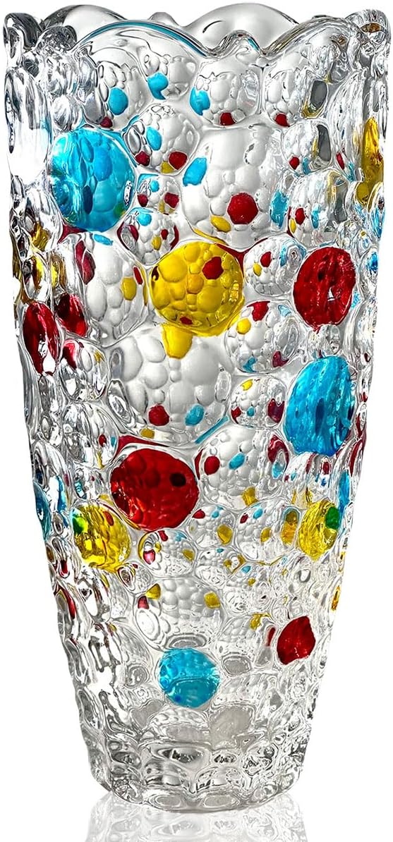 Glass Vase for Flowers, Large Tall Coloured Flower Vases, Birthday Gifts for Women, Modern Personalised for Living Room Home Decor Christmas