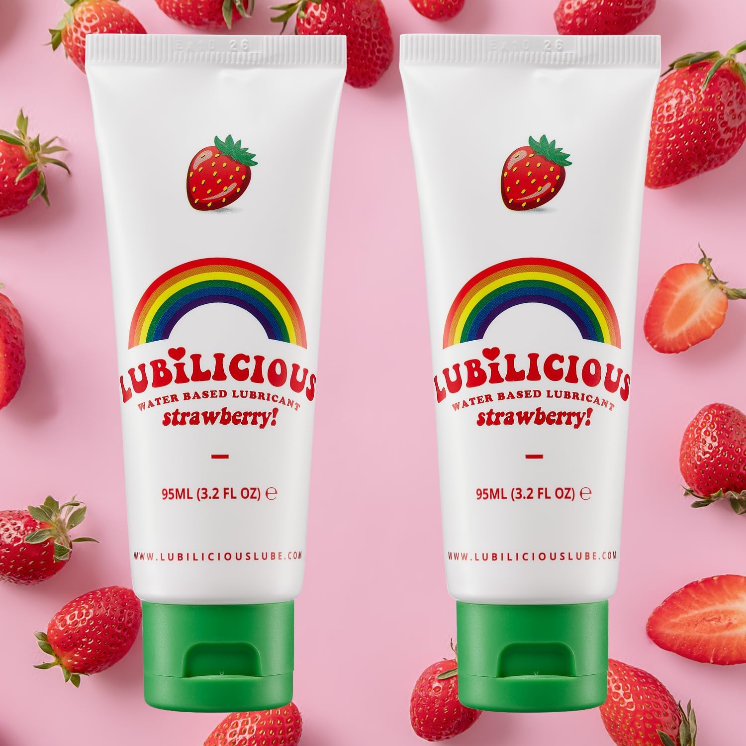 Lubilicious Strawberry Lube 2 Pack - Silky Smooth Edible Lubricant for Comfort, Premium Water-Based Flavored, Non-Sticky 6.4 oz
