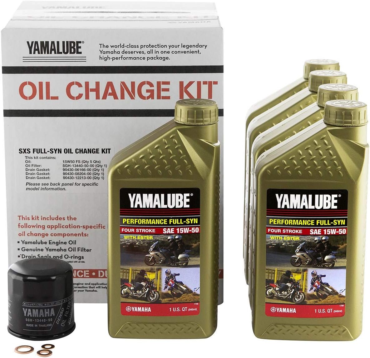Yamaha Yamalube YXZ1000R Full Synthetic Oil Change Kit, #LUB-SXSCG-KT-15