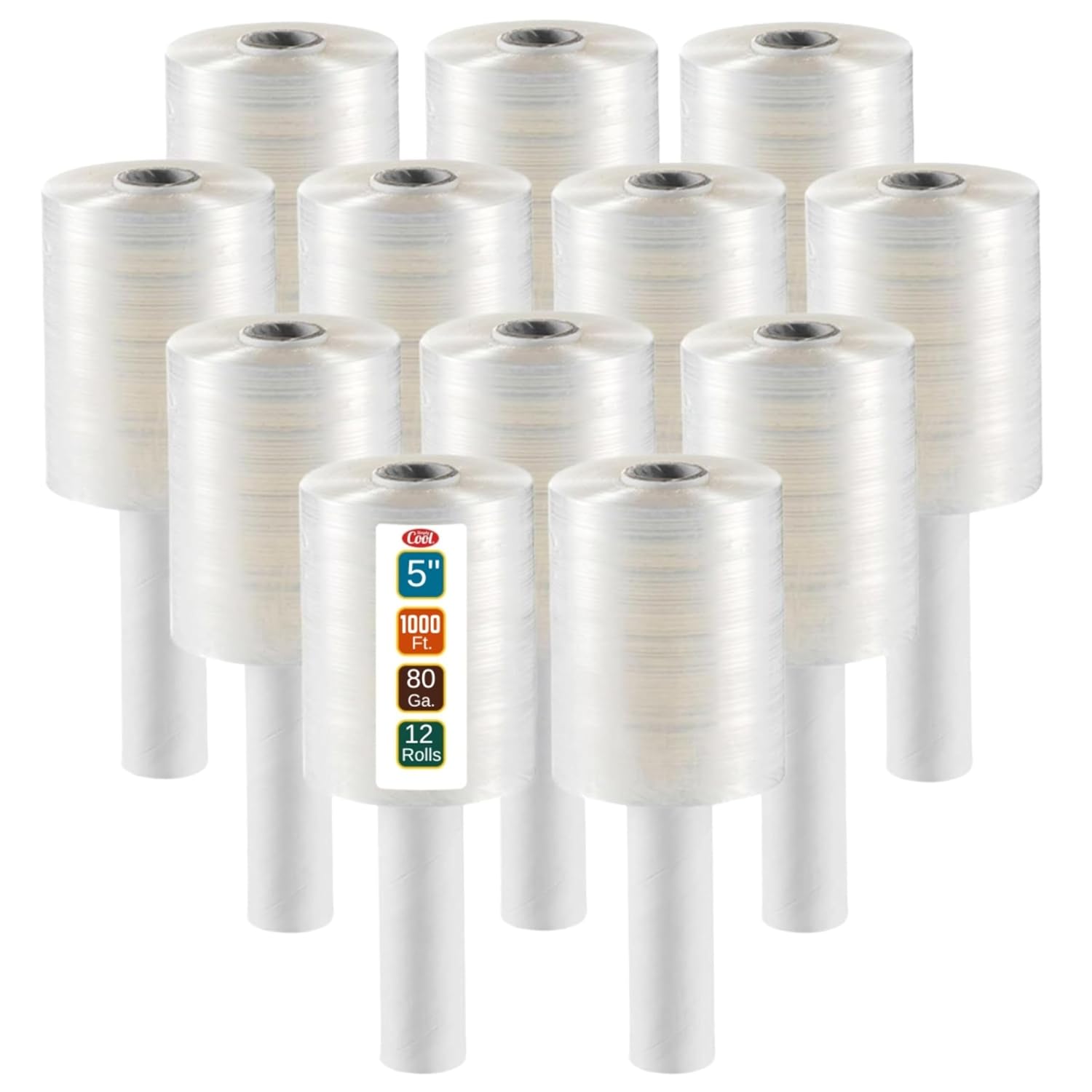 Simply Cool Mini Stretch Wrap 12 Pack 5 Inch 1000 Ft 80 Gauge Shrink Wrap
