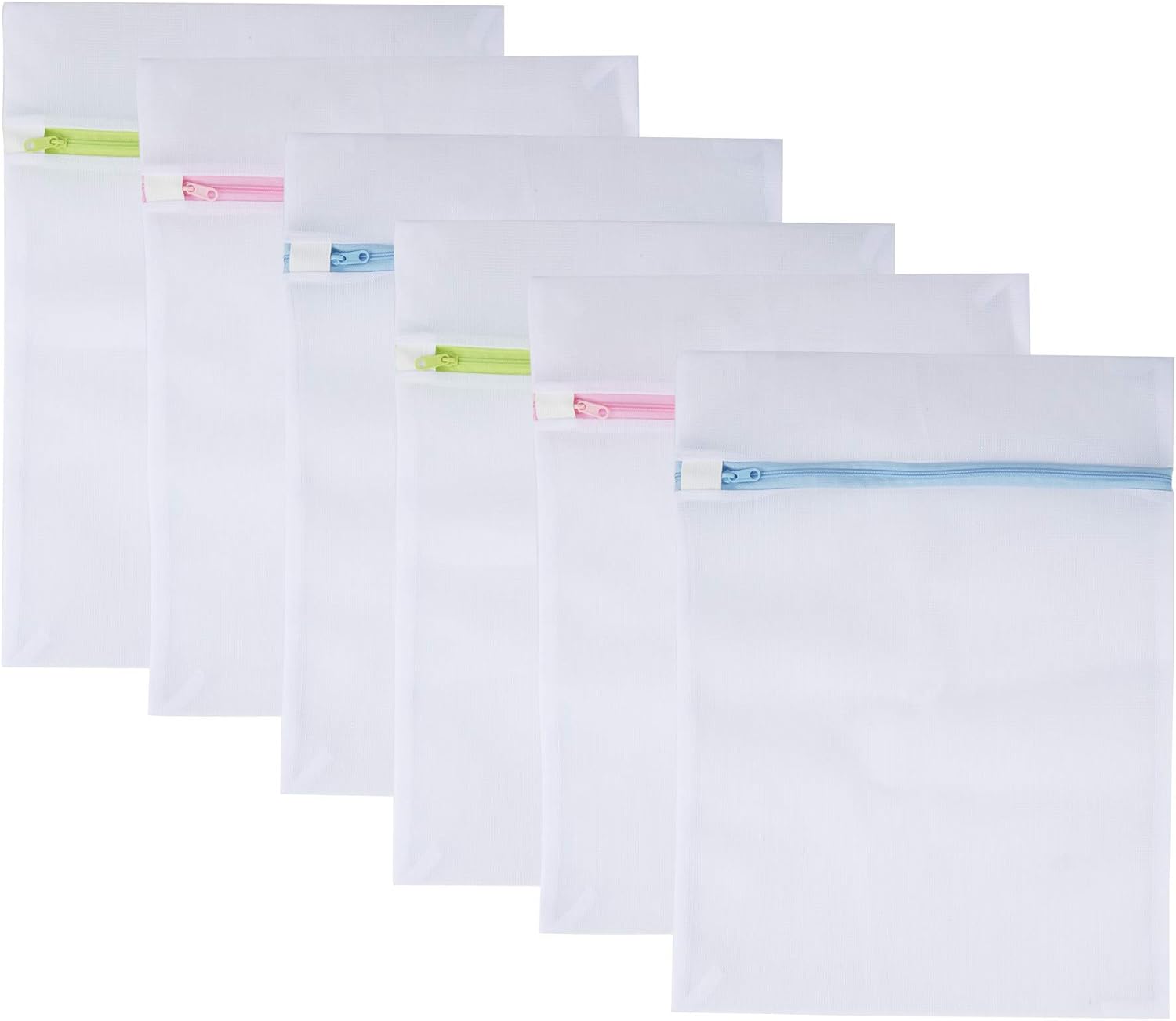 Mesh Laundry Bags 6-Pack Medium 16 x 12 Inch Laundry Wash Bag Colorful Zipper for Delicates, Blouse, Hosiery, Stocking, Underwear, Bra Lingerie, Sweater, Travel Storage Bag