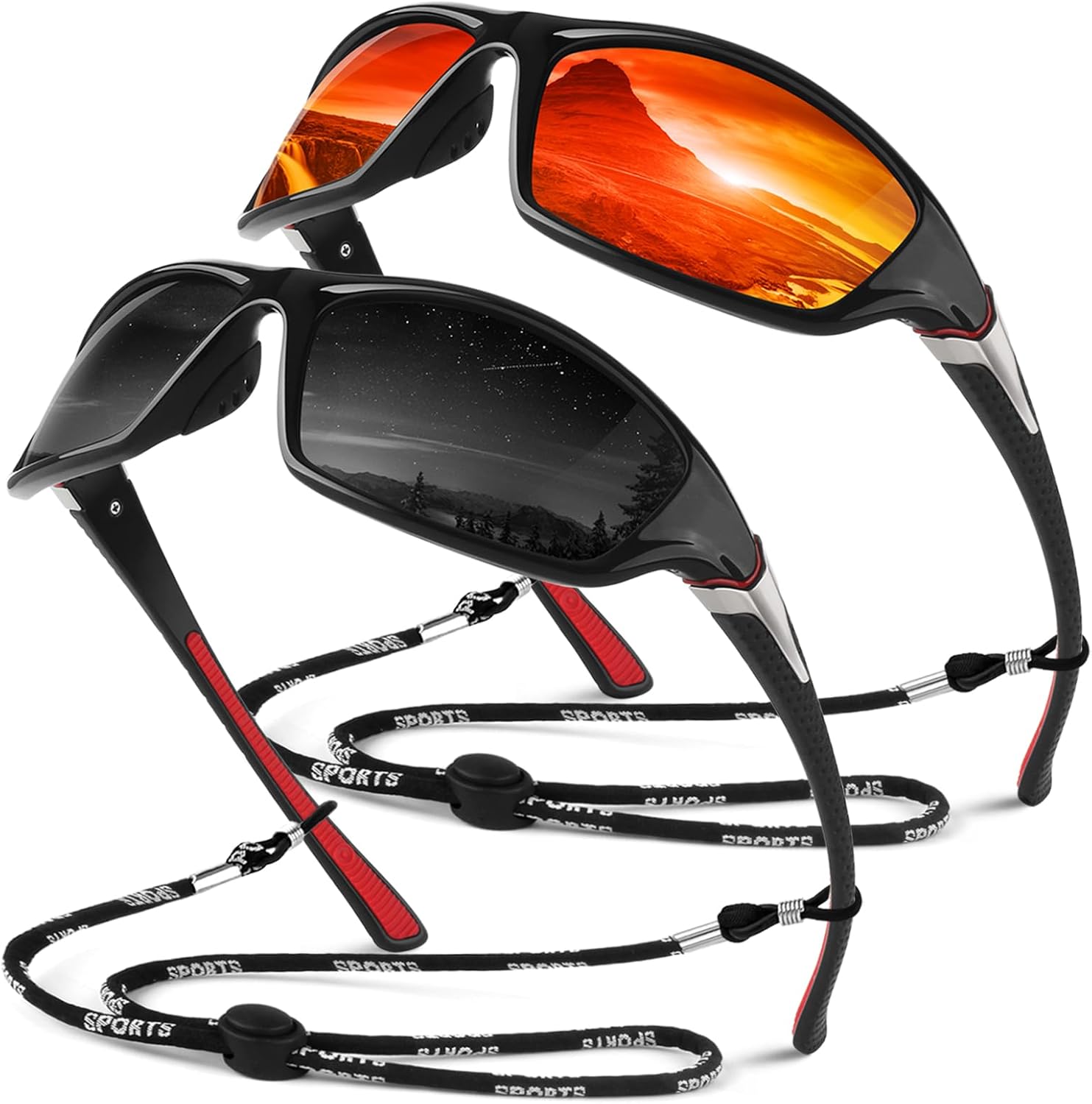 Sunier Polarised Cycling Sunglasses Men Women, Unbreakable Wrap Around Sports Fishing Driving 100% UV400 Sun Glasses
