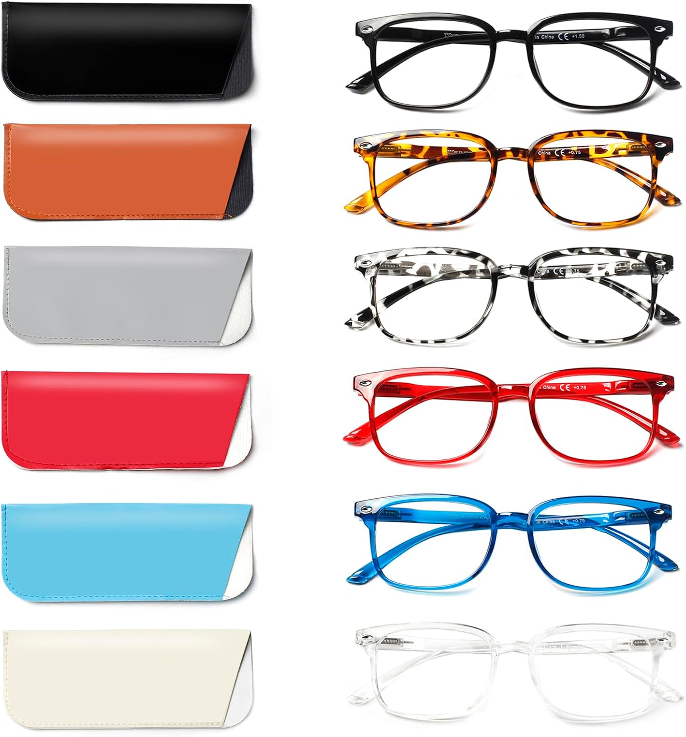 Kerecsen 6 Pack Reading Glasses for Women and Men Blue Light Blocking, Spring Hinge Lightweight Anti Glare Computer Readers