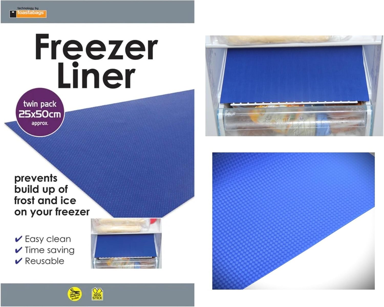 Toastabags Freezer Liner, pack of 2, frost mat. Prevents build up of frost and ice on your freezer