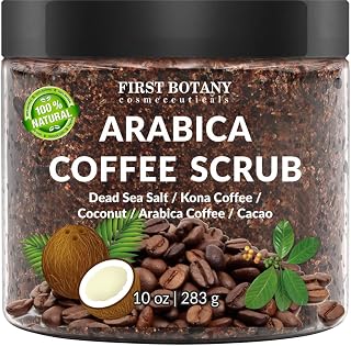 100% Natural Arabica Coffee Scrub with Organic Coffee & Shea Butter - Best body scrub 10 oz