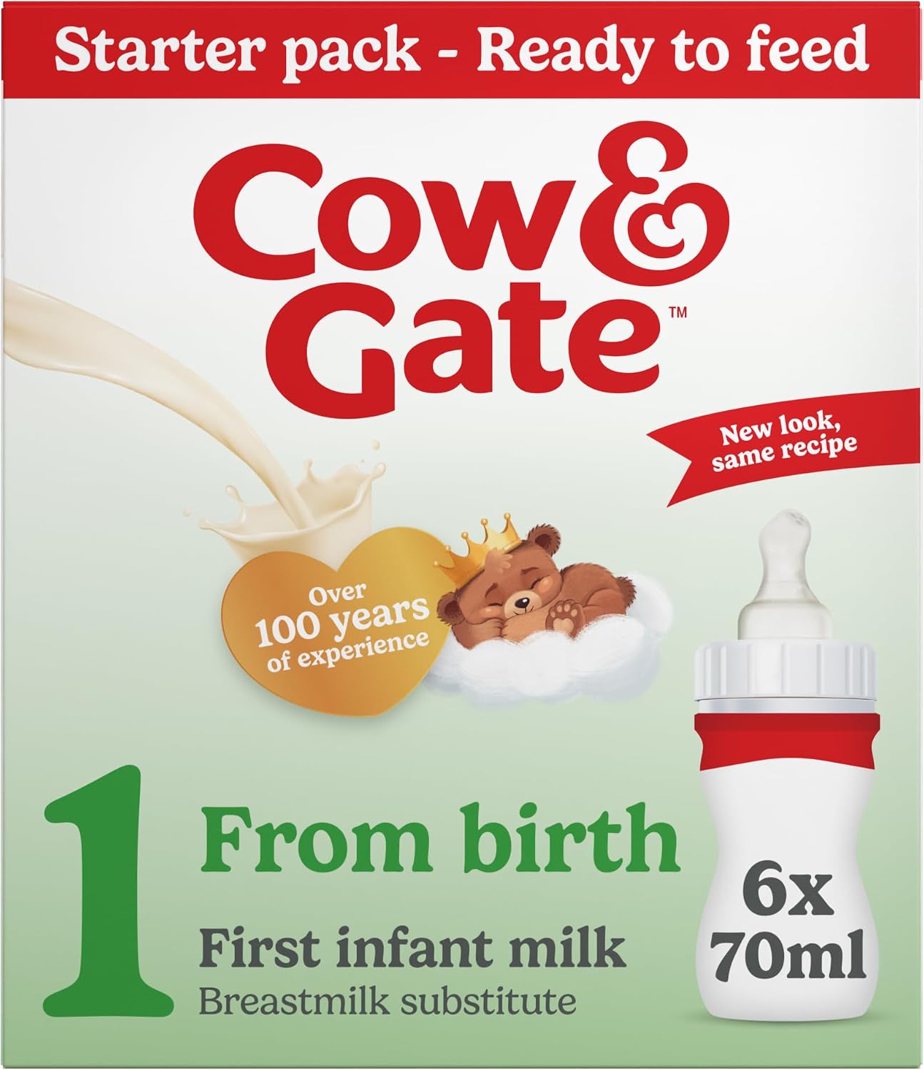 Cow & Gate 1 First Baby Milk Liquid Formula Starter Pack From Birth, 6x70ml