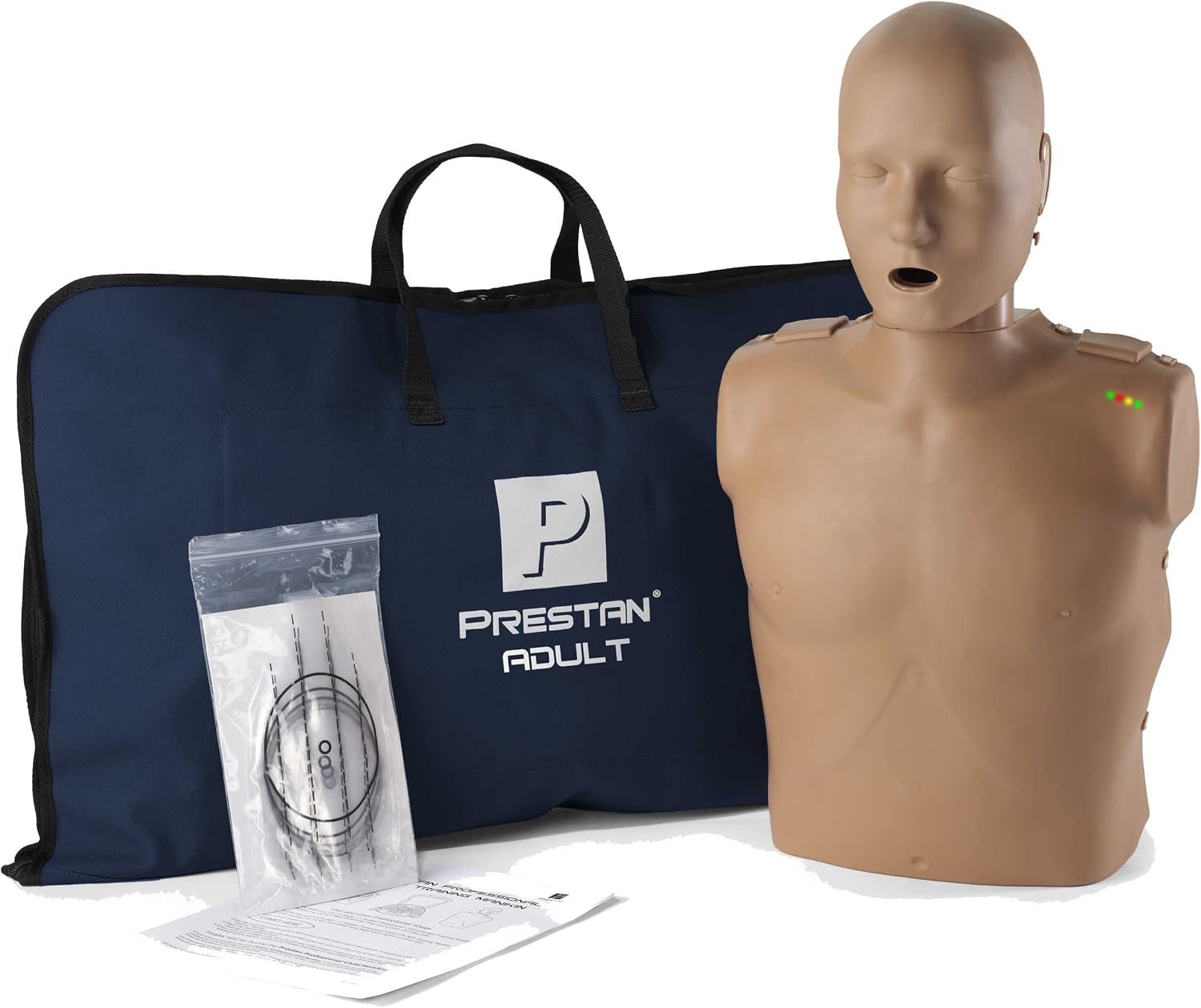 PRESTAN CPR Training Manikin, Single Adult, Dark Tone | Help learners gain confidence with visible rate feedback and realistic chest rise for medical education.