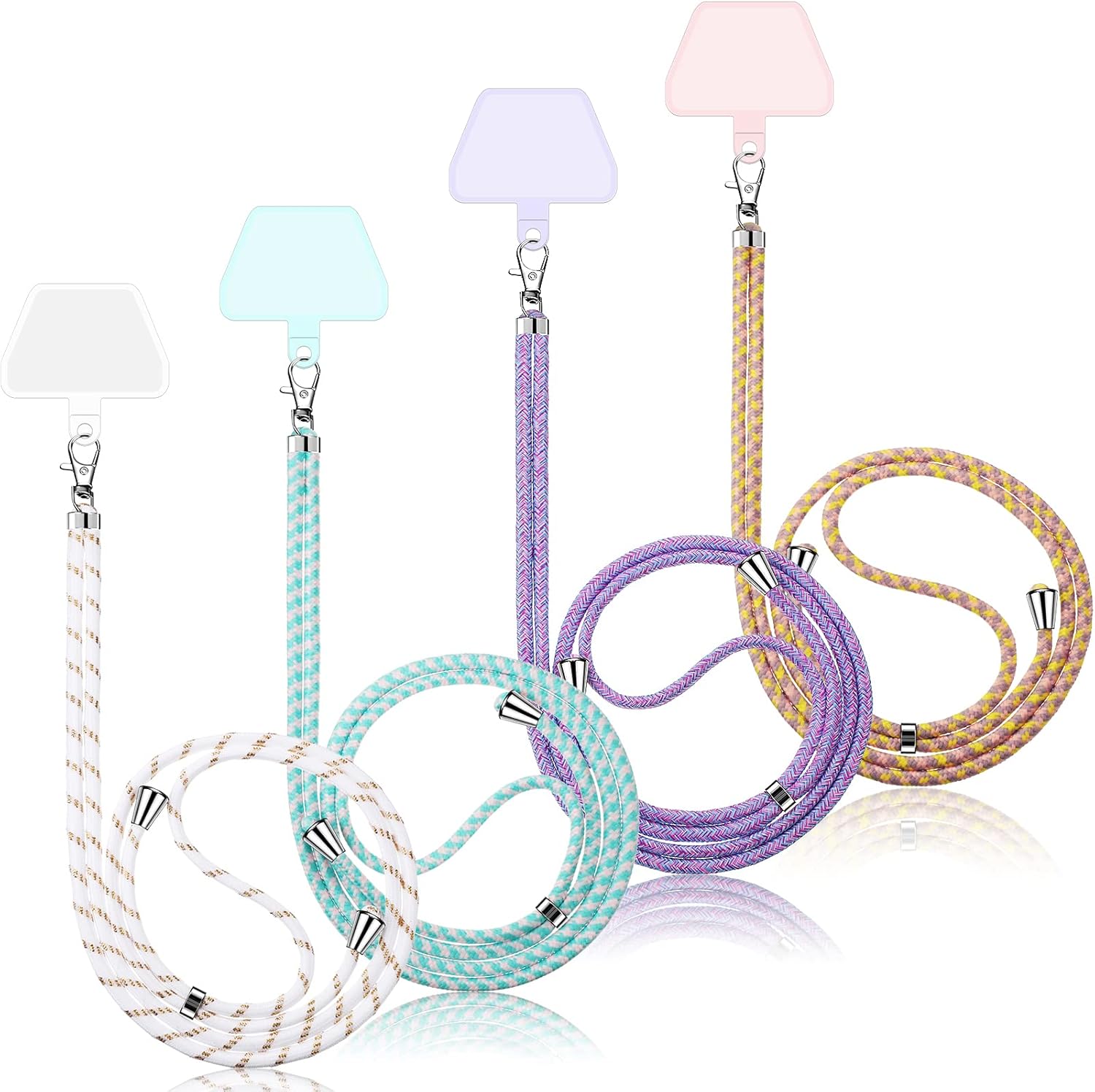 Weewooday 4 Pcs Universal Cell Phone Lanyard Around The Neck Phone Strap Crossbody with Patch for Most Mobile(Bright Color Series)