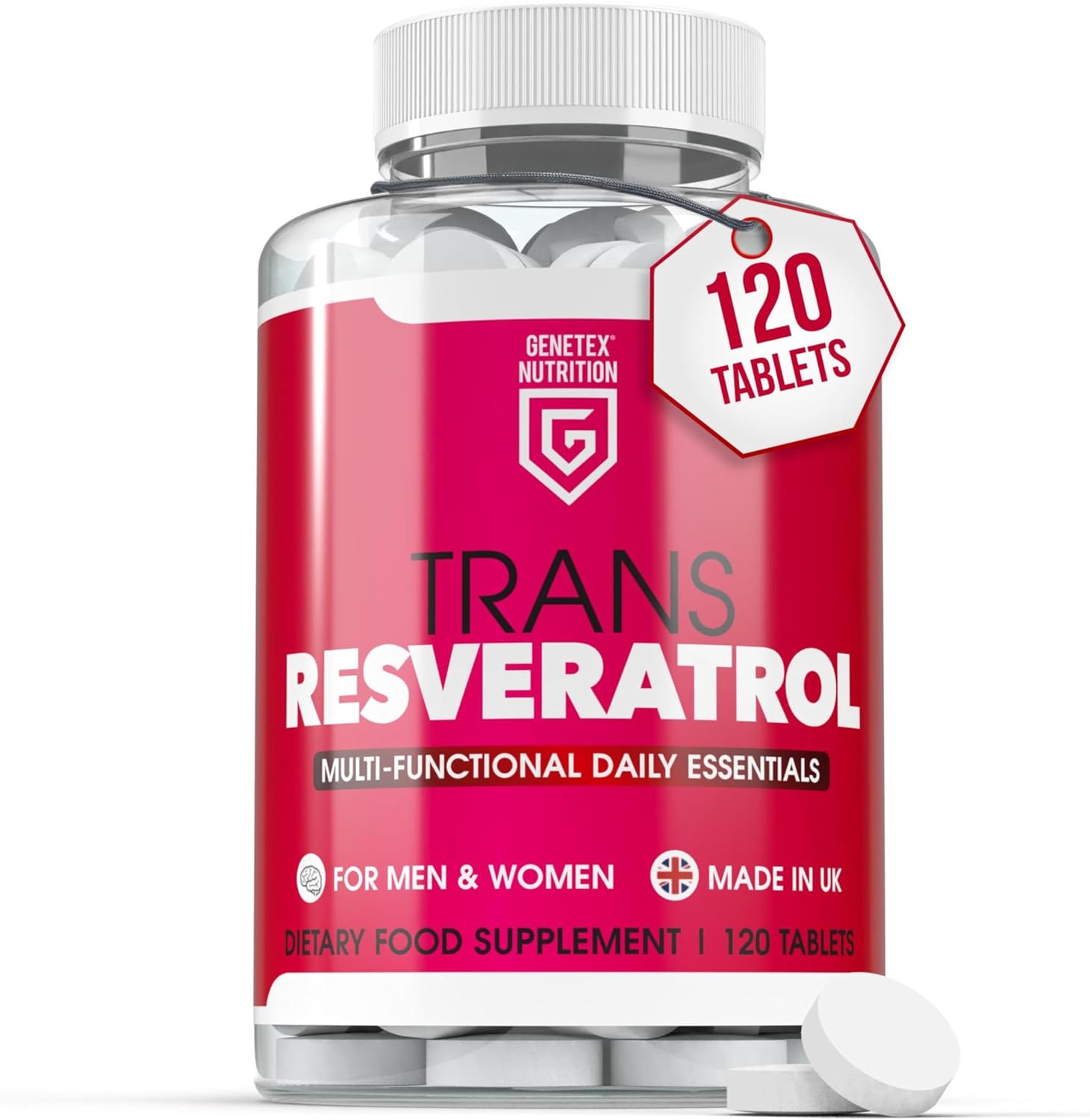 Trans Resveratrol Supplement – 120 Capsules – Powerful Antioxidant, Multi-Functional Daily Essential for Men & Women – Supports Overall Well-Being – Made in The UK