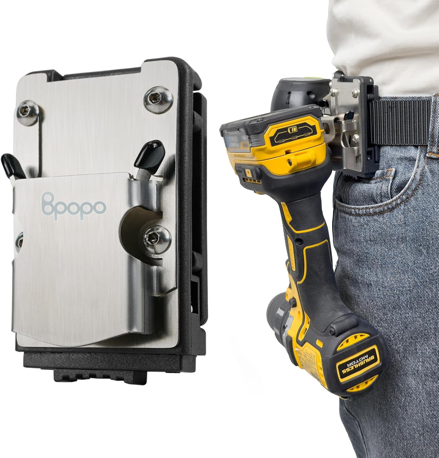 Drill Holder Belt Clip,Hook Holster for Cordless Drill Driver, Tape Measure,Quick Access Eletric Drill Clip on Belt,Fits Up to 2.1''