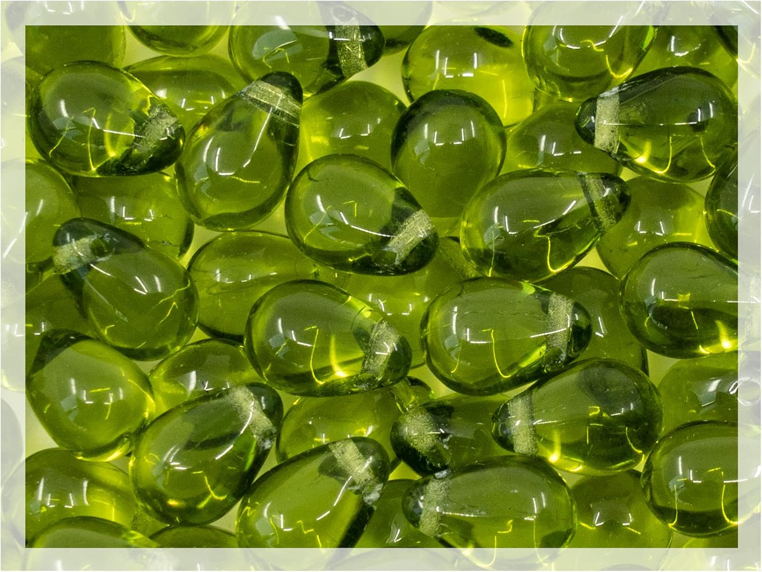 Czech 50-Piece Glass Beads, 6x9mm, Teardrop Olive Green