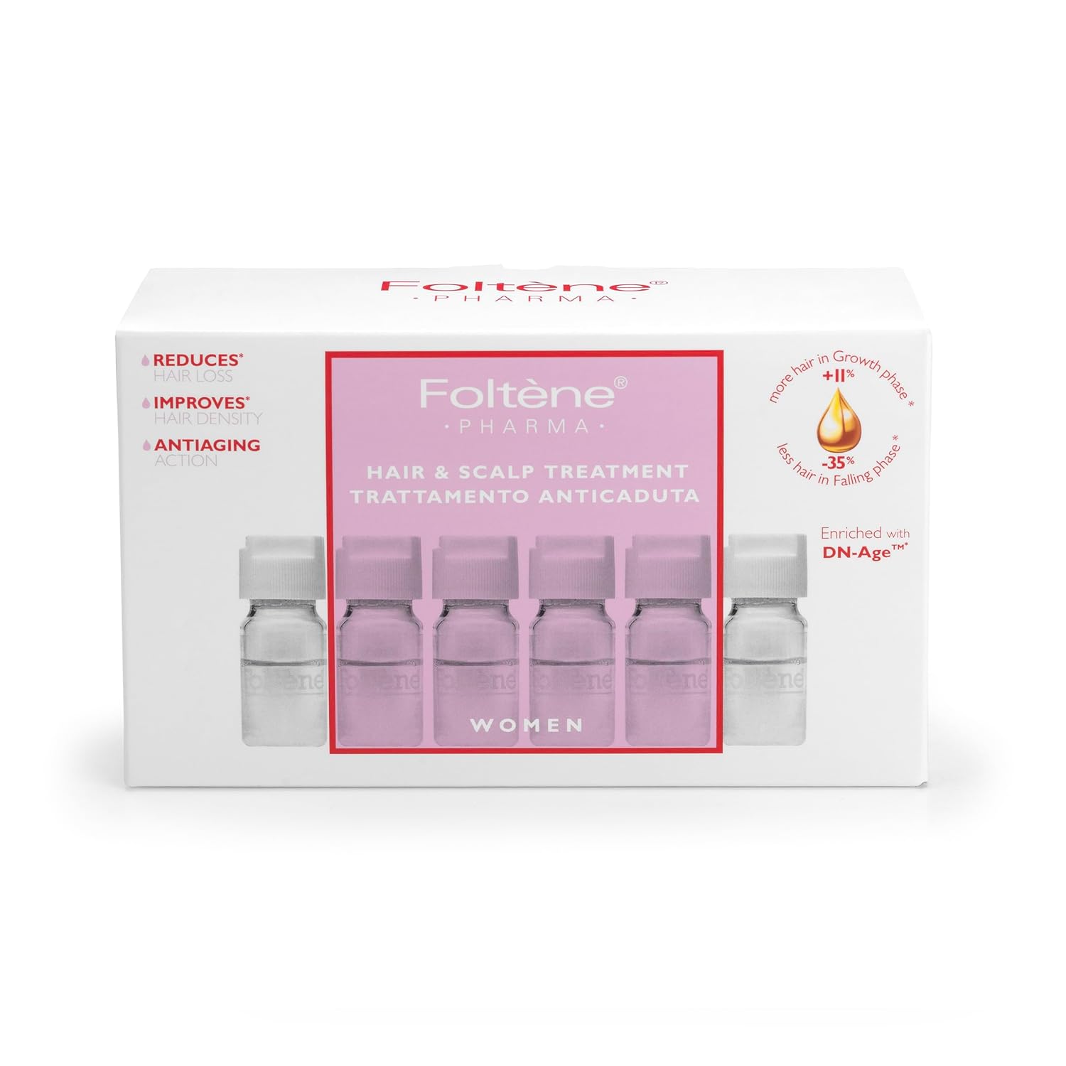 FOLTENE Regrowth Treatment for Women – Scalp Formula for Thicker, Stronger Strands – Advanced Serum to Support Fuller, Healthier Locks – Anti-Thinning Solution for Enhanced Strength (12 Vials)