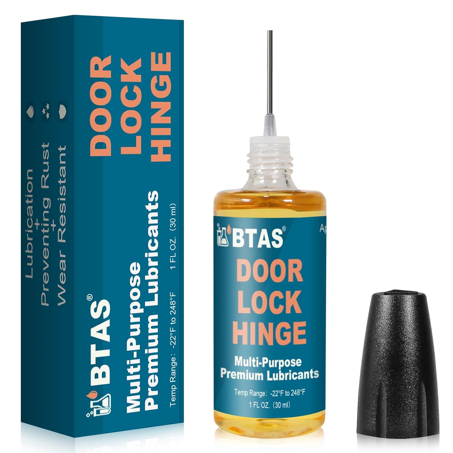Door Lock Hinge Lubricant Oil Squeaky Fix Lube for Keyhole with Needle Oiler 1 oz 1 Pcs