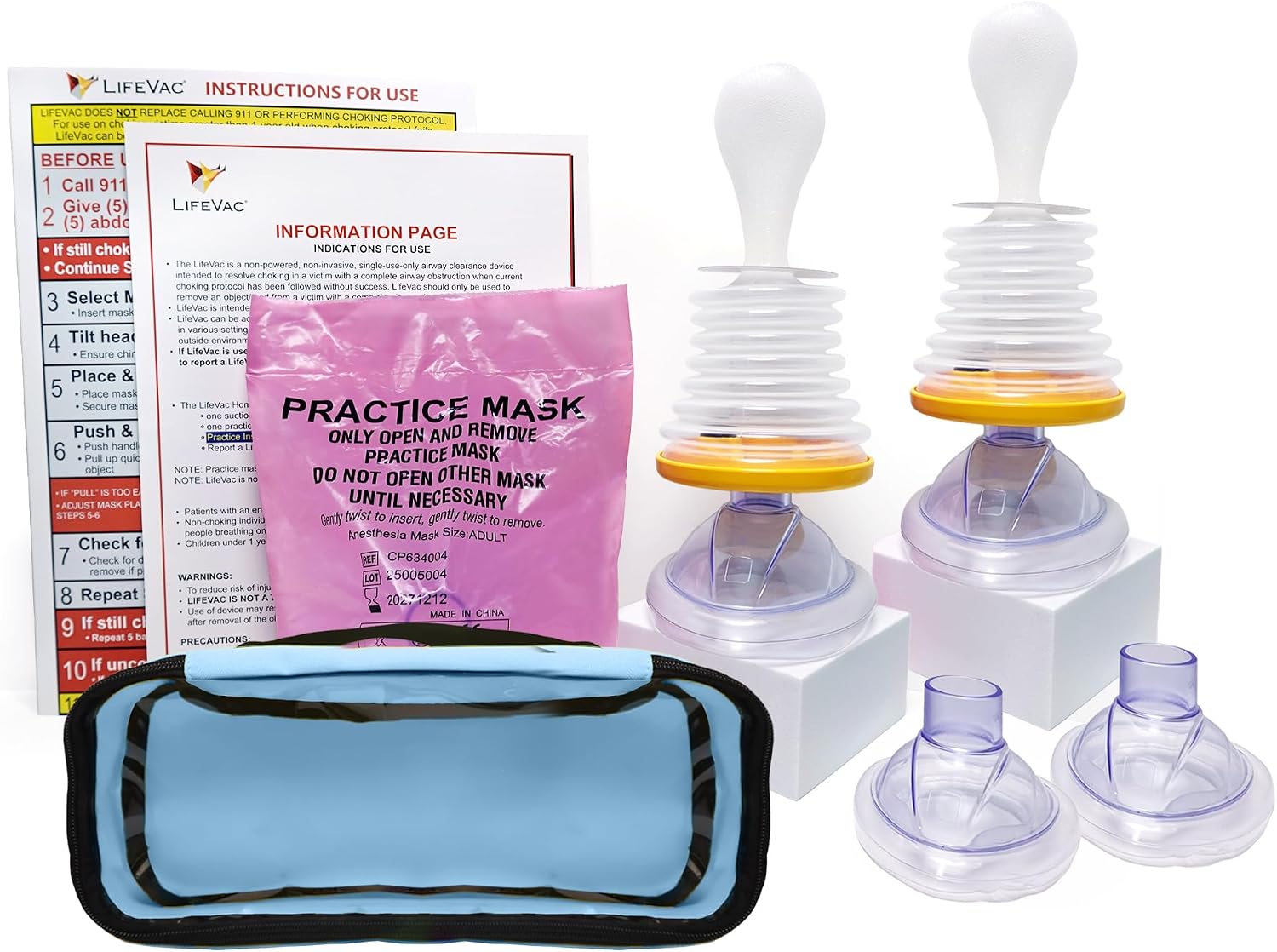 LifeVac Home & Blue Travel Kit Combo - Portable Suction Rescue Device, First Aid Kit for Kids and Adults, Portable Airway Suction Device for Children and Adults