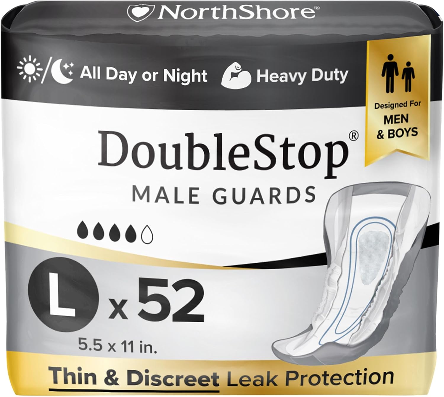 NorthShore DoubleStop Male Guards for Men, Large, Pack/52