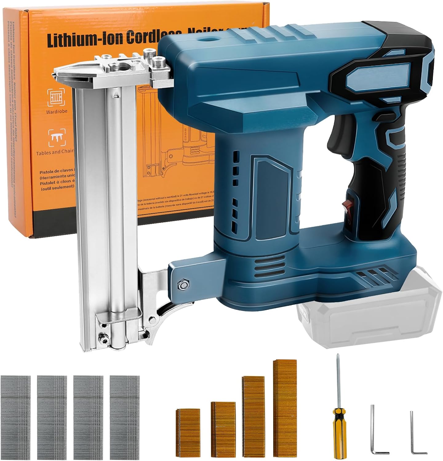 Cordless 18GA Brad Nailer for Makita 18V LXT Battery, 2 in 1 Electric Stapler Nailer Gun with 500 Nails and 500 Staples, Dual Protection Design, for Home Improvement, Woodworking (No Battery)