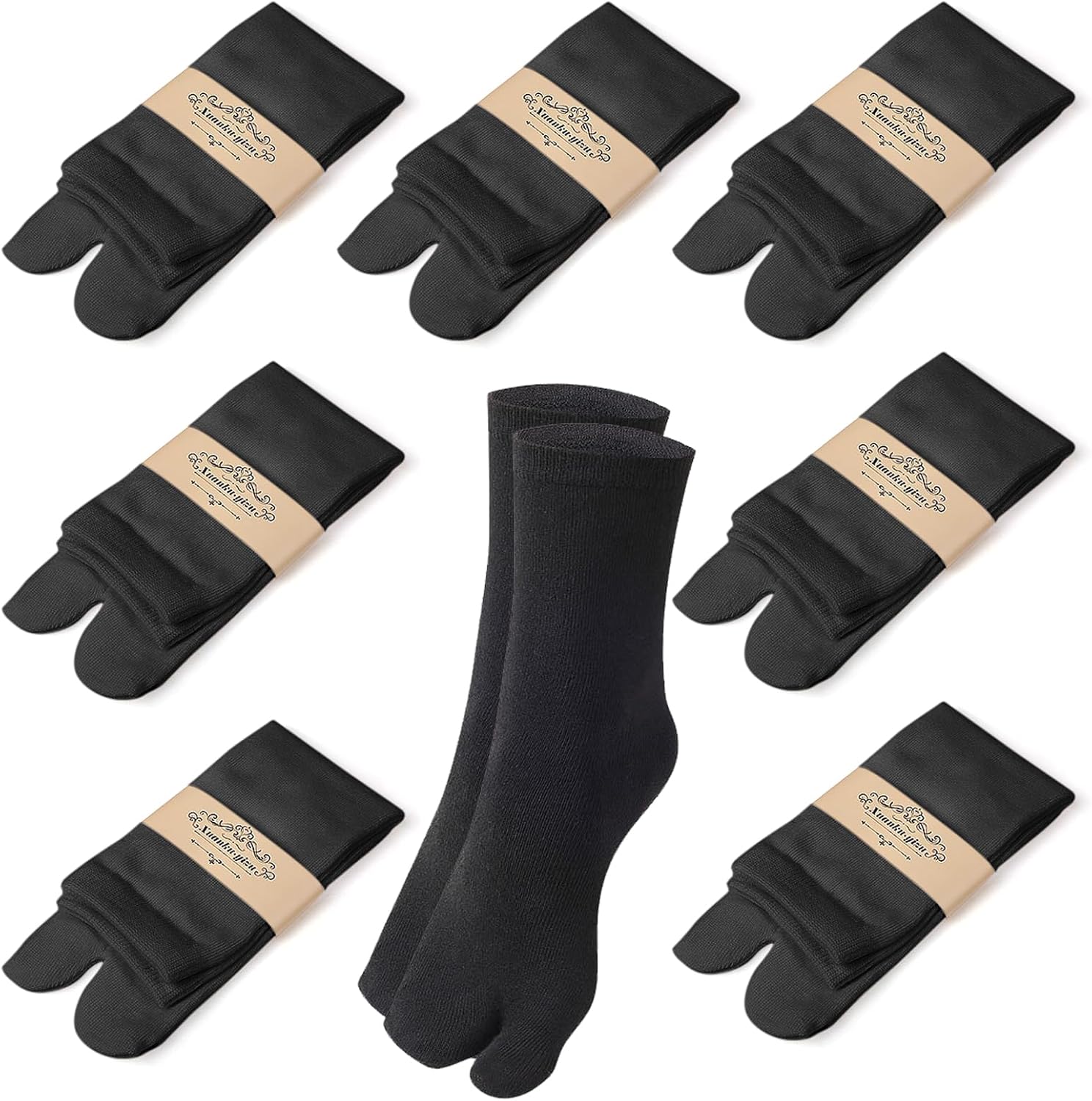 ZOCONE 7 Pairs Flip Flop Socks Black Split Toe Socks Cotton Two Toe Socks for Women Men, Novelty Flip Flop Tabi Socks for Sandal Flip-flops, Ankle Two-toed Tabi Socks for Separate Toes, UK 4-6