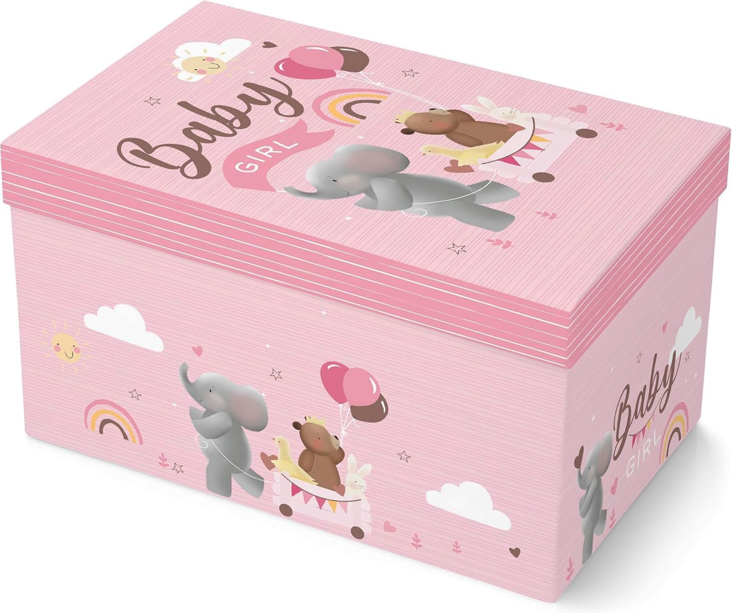 Offer Shop Flat Pack Baby Gift Box With Lid Ideal for Christmas Birthdays Keepsake Christening and Baby Shower - Baby Girl Gift Basket Large