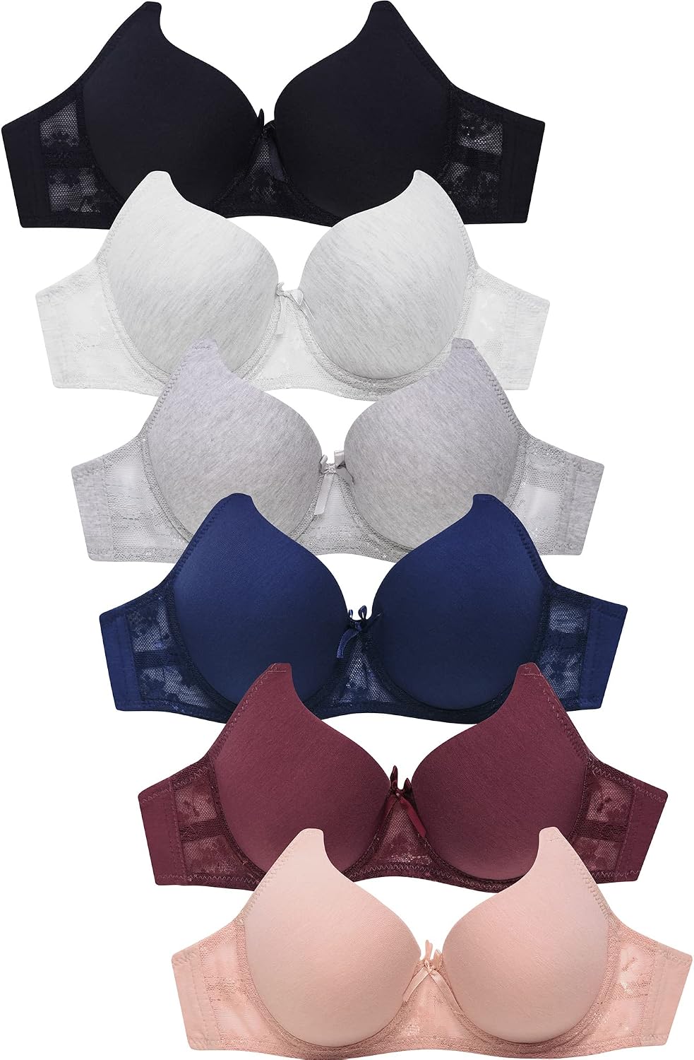 Mamia Women's Basic Plain Bras, Pack of 6