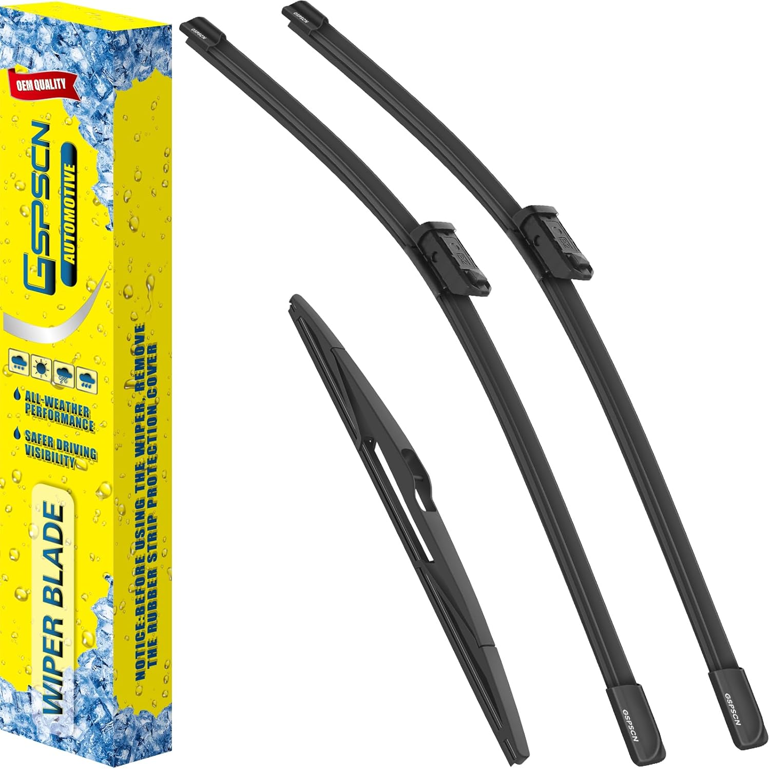 GSPSCN 3 Wipers Replacement For Ford Fiesta 2019-2008,Original Equipment Windshield Wiper Blades Set 24"+16"+12" (Set of 3)