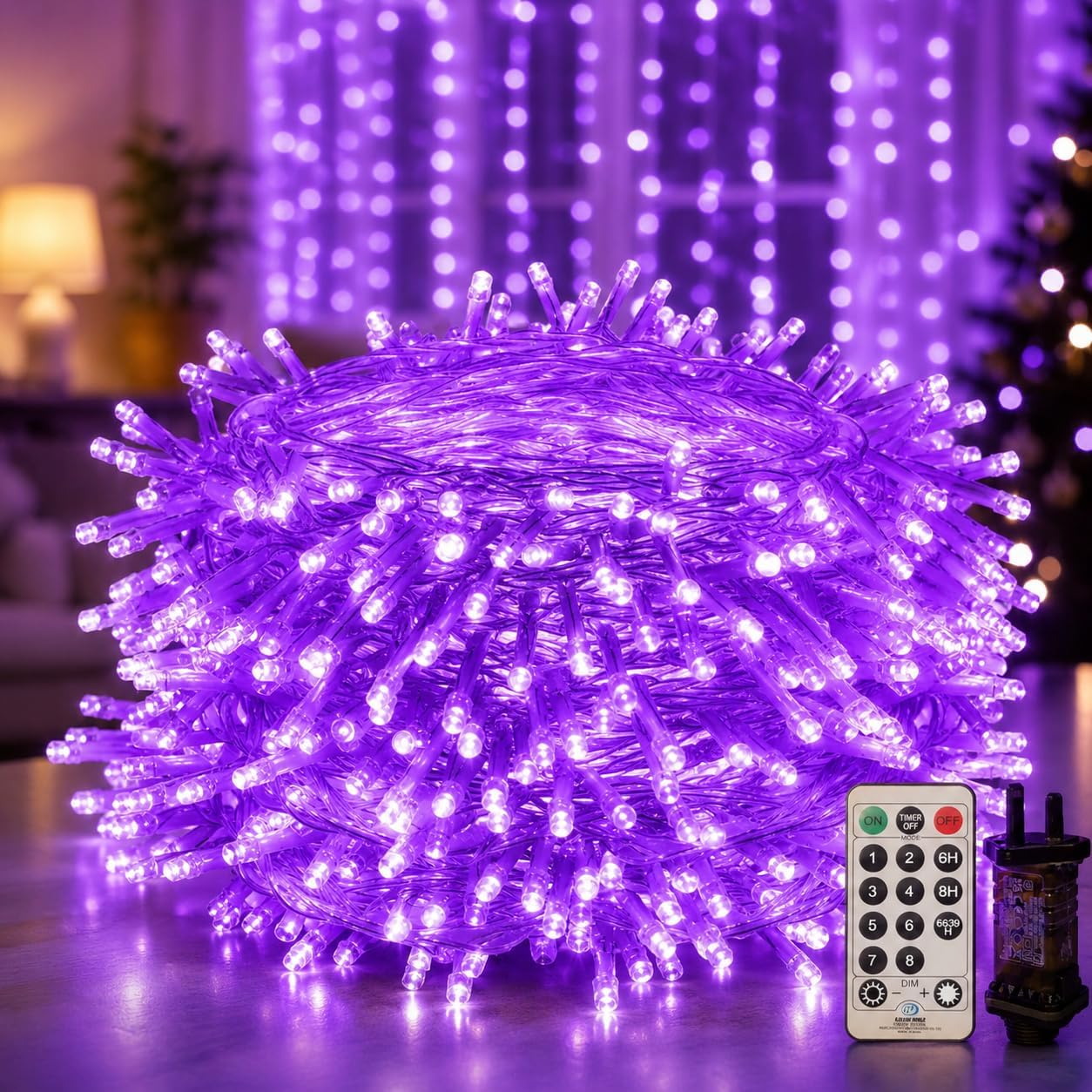 CORST 20M 200LED UV Fairy Lights Outdoor Indoor Fairy Lights String Plug in,UV Blacklights Purple Fairy Light with Remote Timer 8Mode, Ultraviolet Light Waterproof for Glow Party Outside Club