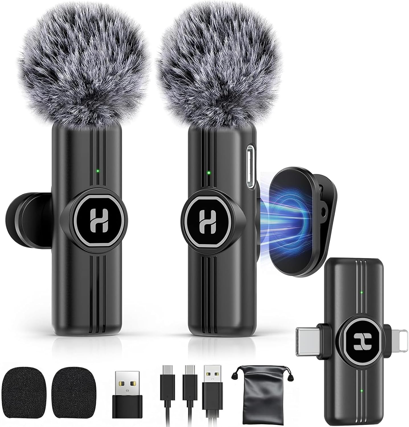 Wireless Lavalier Microphone, Mini Clip-On Mic with Noise Reduction | For iPhone, Android & iPad | USB-C & Lightning Compatible | Plug & Play for Video Recording, TikTok & YouTube