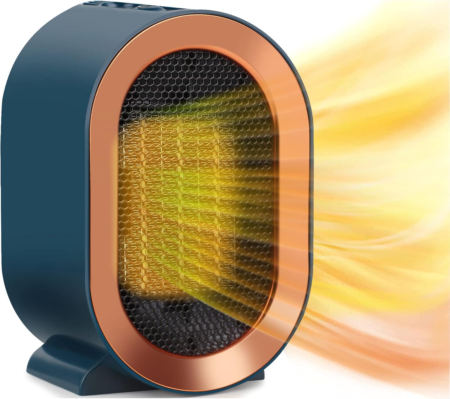 Portable Electric Heaters, 1200W Ceramic Plug in Fan Heater, with 2 Heat Modes & Overheating & Tip-Over Protection, Energy Saving, Small Smart Space Heaters for Bedroom, Living Room (Blue)