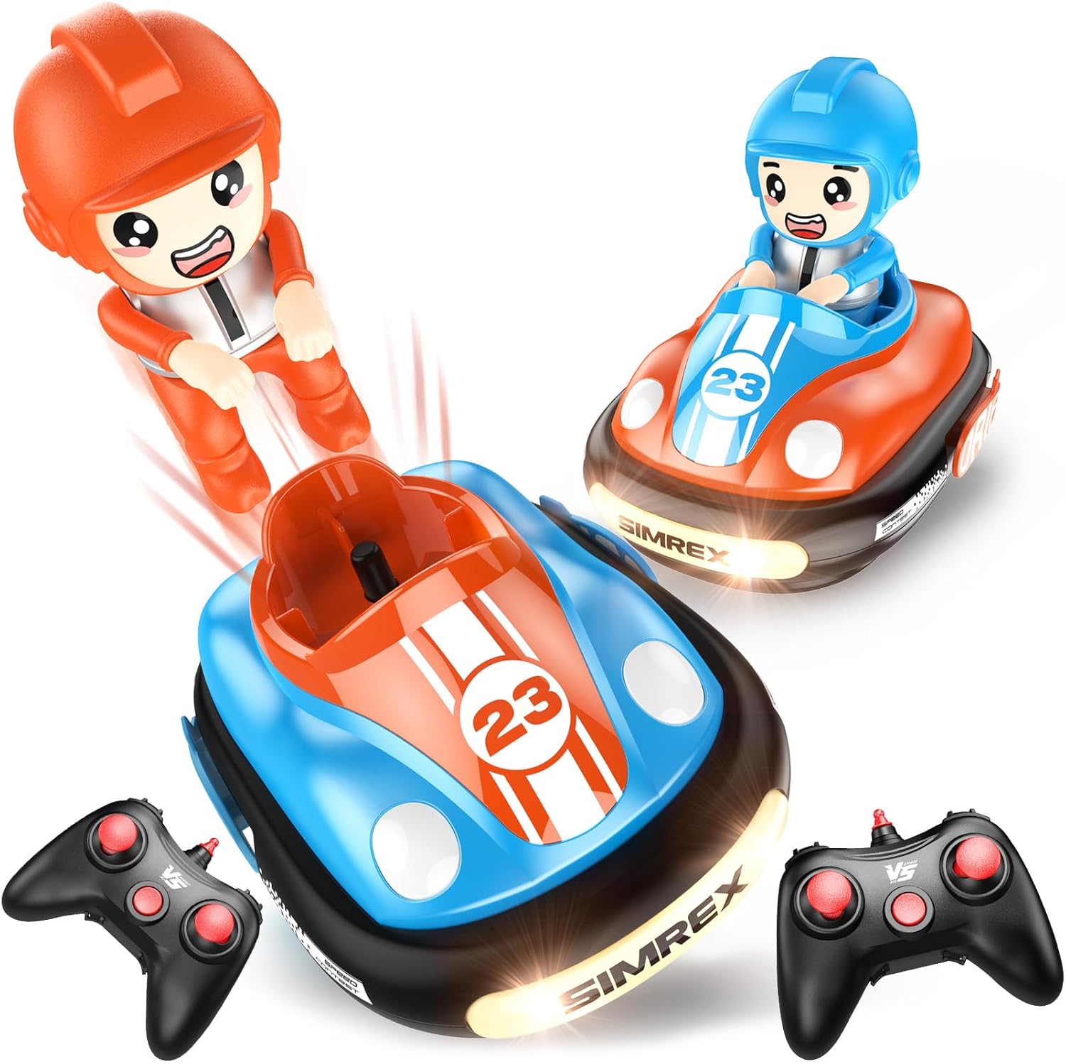 SIMREX Remote Control Bumper Car for Kids, RC Ejecting Bumper Vehicle for Kids, Toys with Light Music Sound, RC Battle Race Car Set of 2 Players, Gift for Toddler Boys and Girls