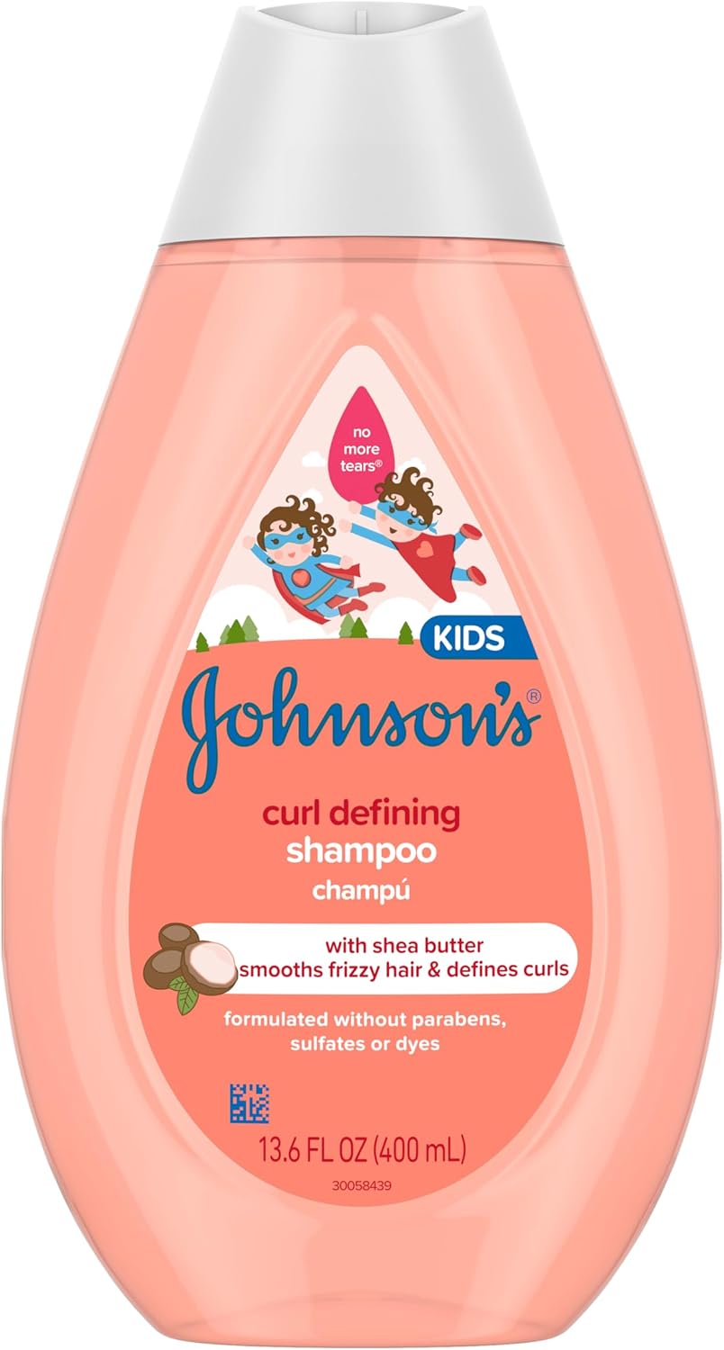 Johnson's Kids' Curl Defining Shampoo with Shea Butter, 13.6 fl oz | Cleanses, Smooths Frizz, & Defines Waves & Curls for 24 Hours