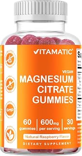 Vitamatic Magnesium Citrate Gummies 600mg per Serving - 60 Vegan Gummies - Promotes Healthy Relaxation, Muscle, Bone, & Energy Support (60 Gummies (Pack of 1))