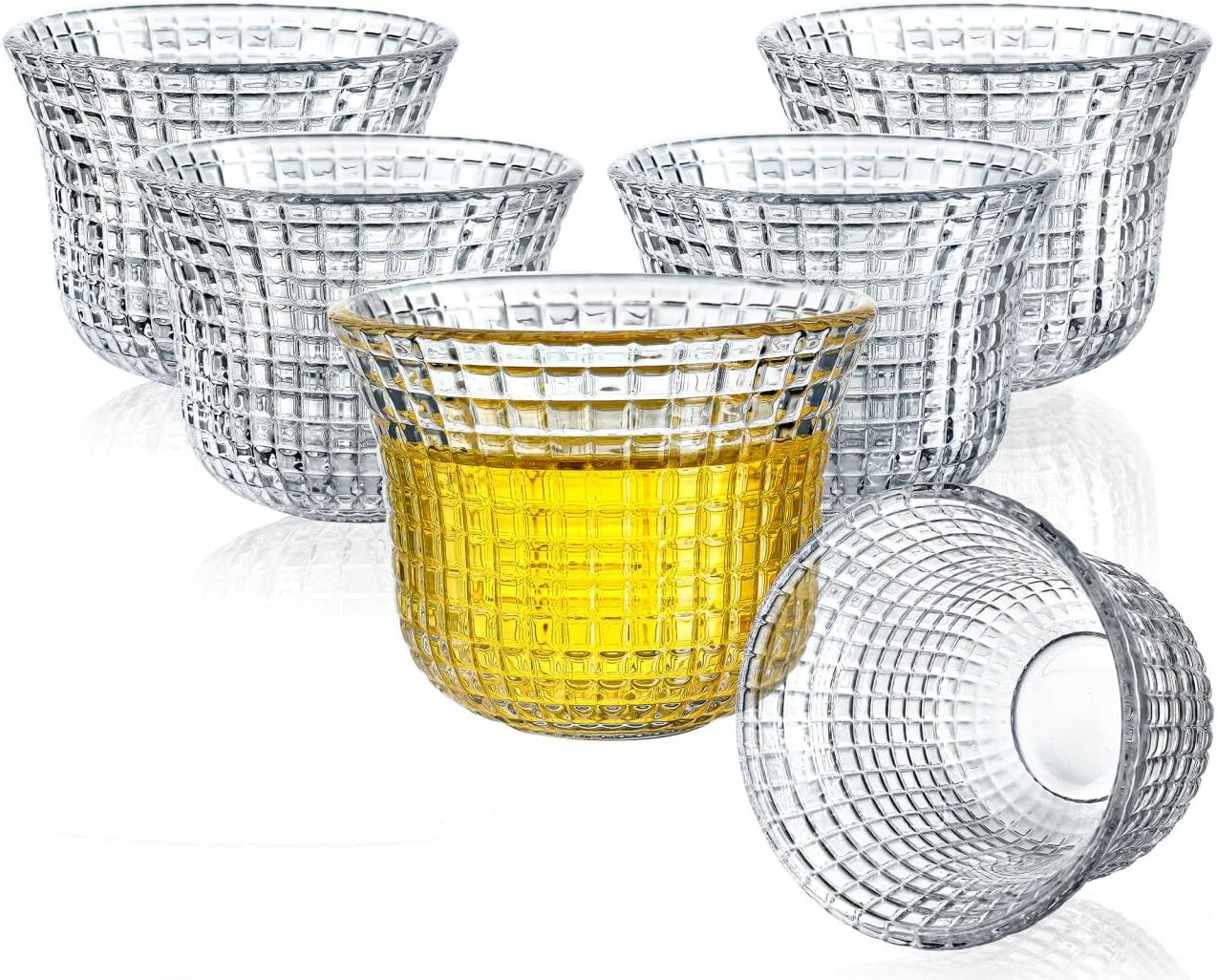 kanpura 2.3 Oz Small Glass Teacups Japanese Tea Tasting Cup Chinese Kung Fu Tea Cups Set of 6 Mini Water Tumbler for Green Tea, Oolong, Pu'er