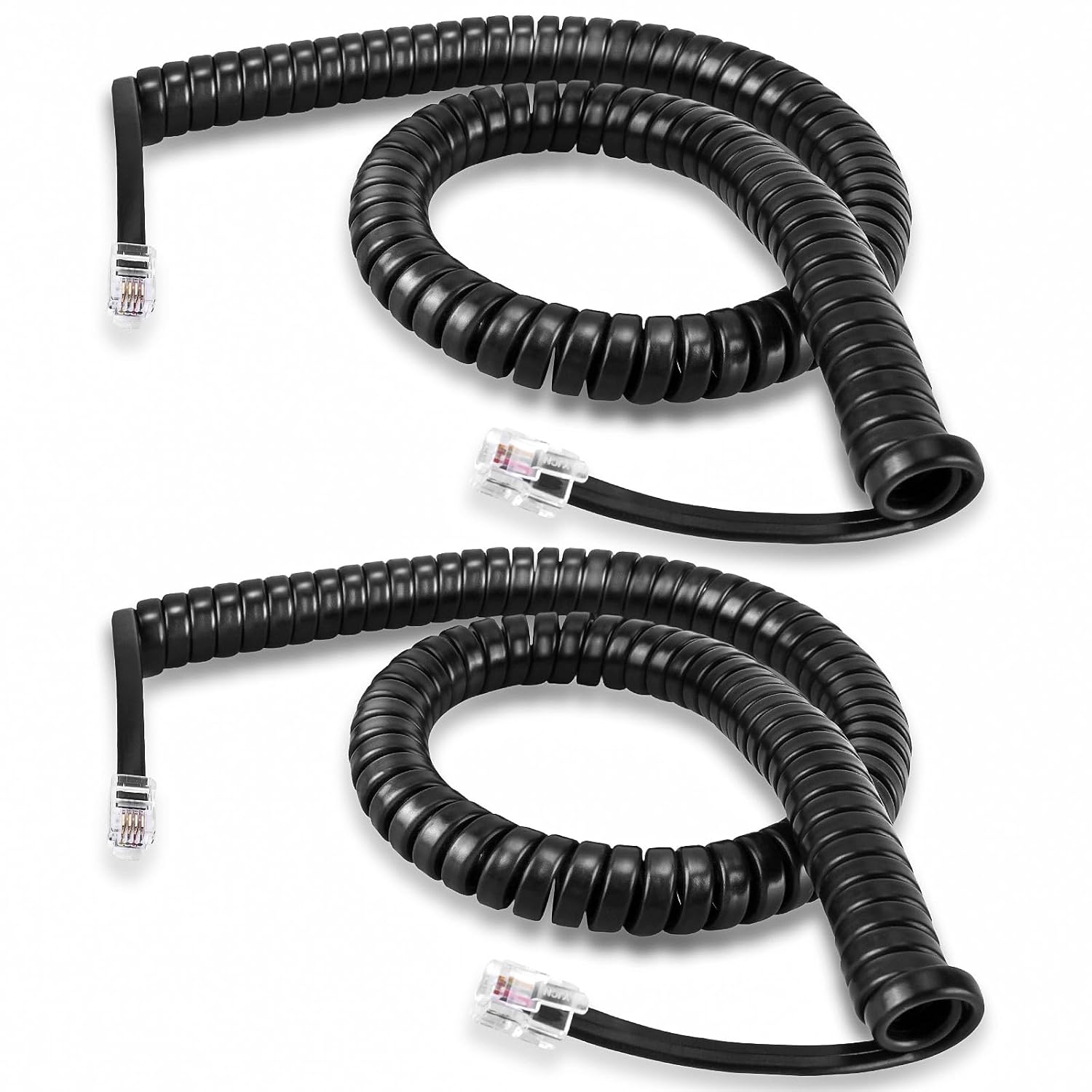 2 Pack Phone Cord for Landline, 12Ft Uncoiled Telephone Cords for Landline Phones, Handset Cord Universally Compatible, Black