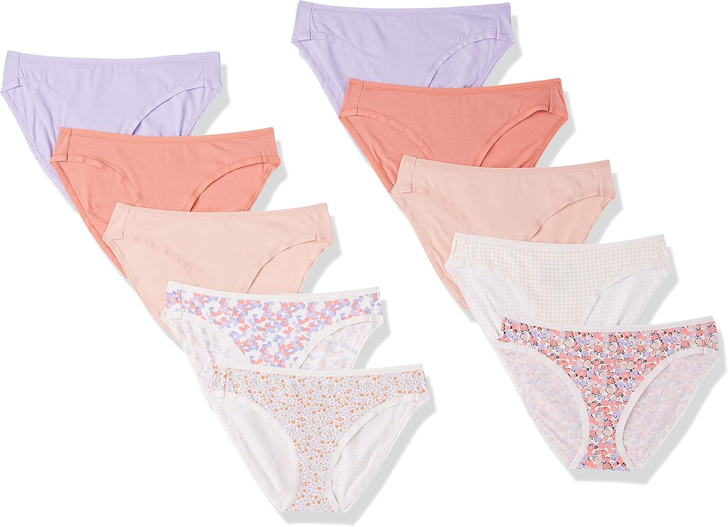 Amazon Essentials Women's Cotton Bikini Brief Underwear (Available in Plus Size), Multipacks