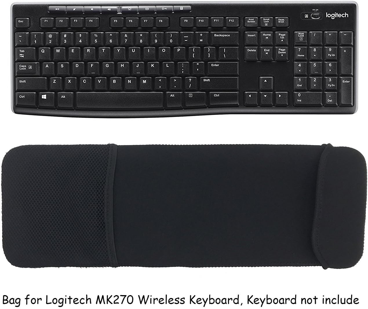 Wommty Neoprene Dust Cover Carrying Case Protector Sleeve Skins Bags with Mesh Pouch for Logitech MK270 Wireless Keyboard and Mouse Combo