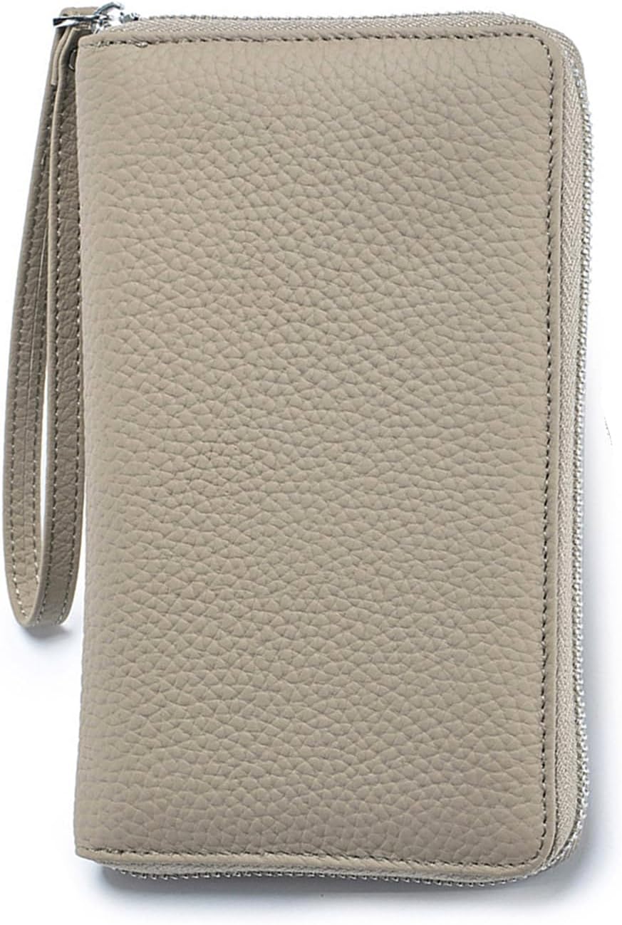 Leather Travel Wallet, RFID Passport Wallet with Zippered Pocket and Cash Slot, Passport Holder for Travel, for Secure Traveling and Documentation Organizer (Eephant Grey)